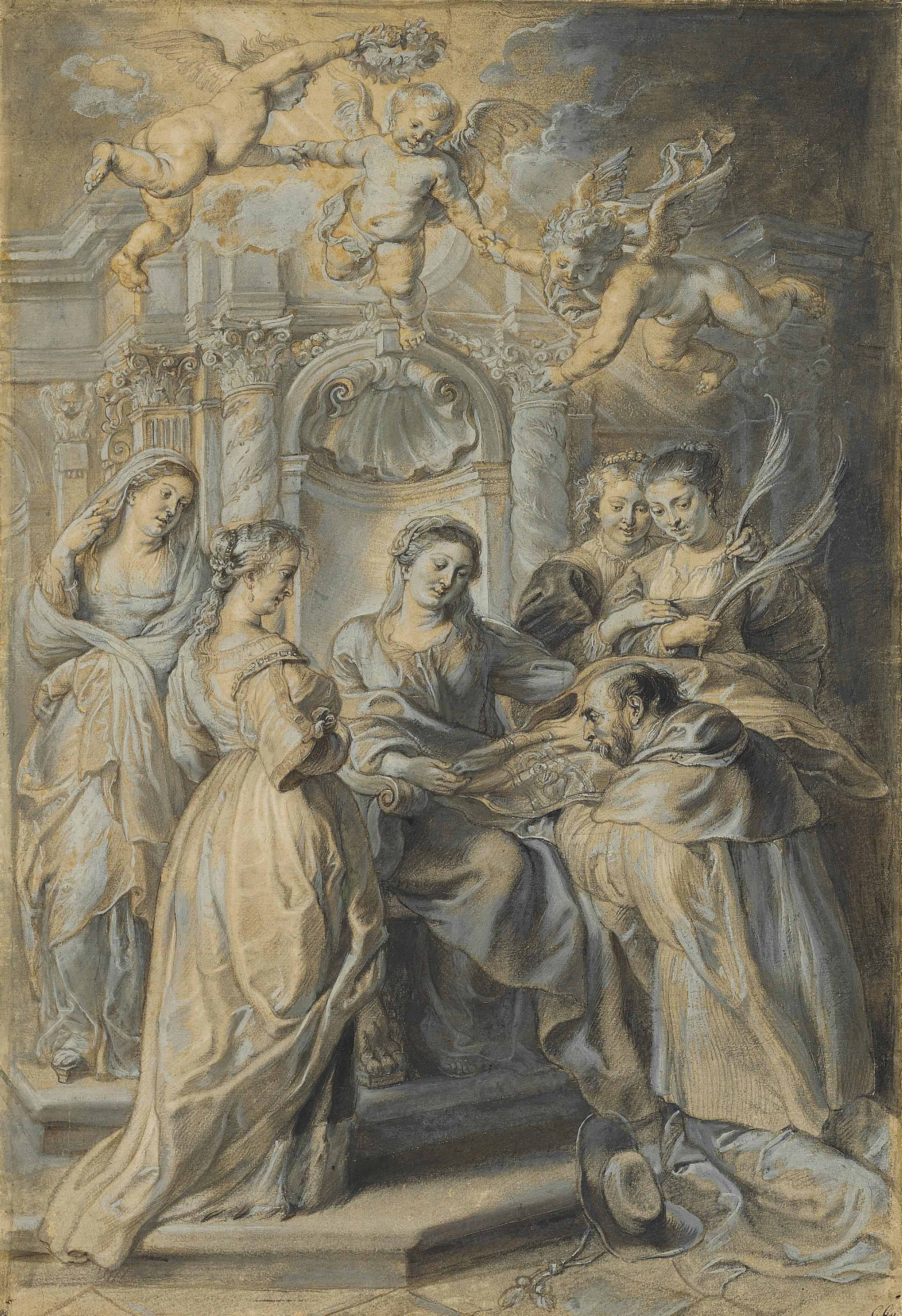 Saint Ildefonso receiving the Chasuble from the Virgin 

