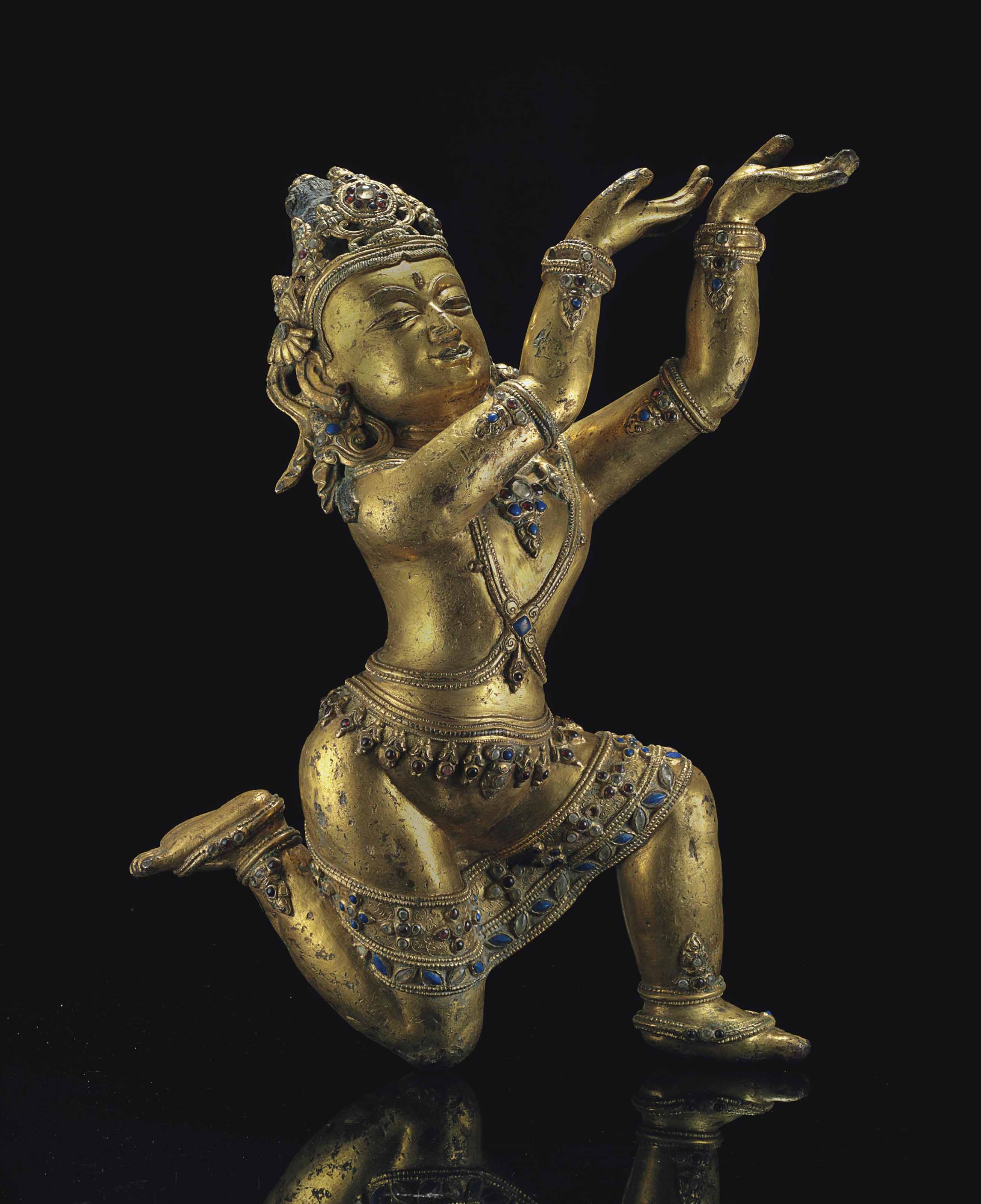 A gilt bronze figure of a Nagaraja , TIBET, DENSATIL STYLE, 15TH ...