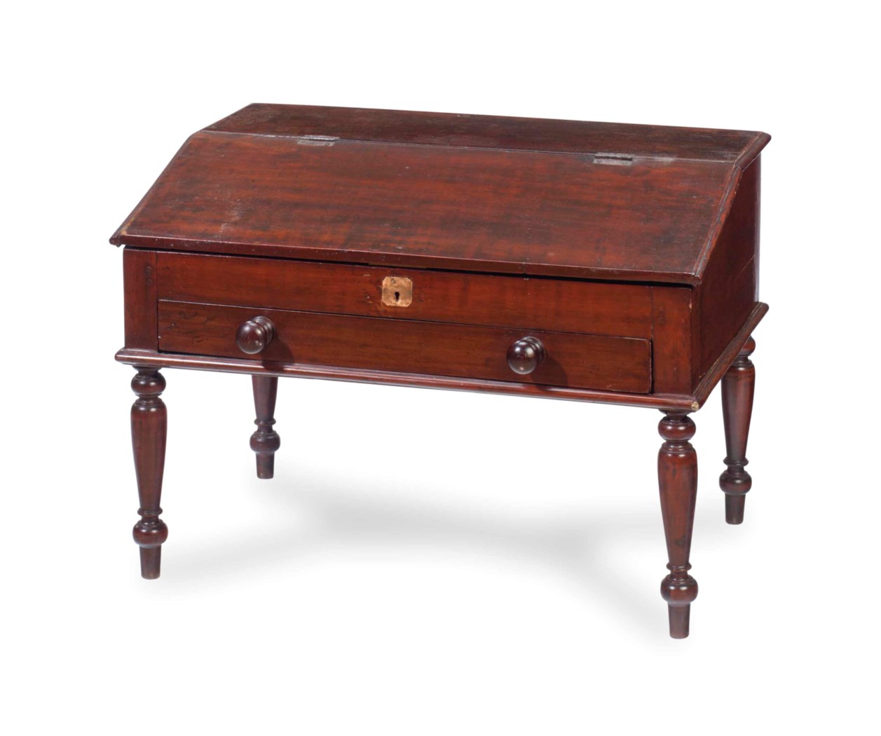 A VICTORIAN MAHOGANY TABLE TOP WRITING DESK,
