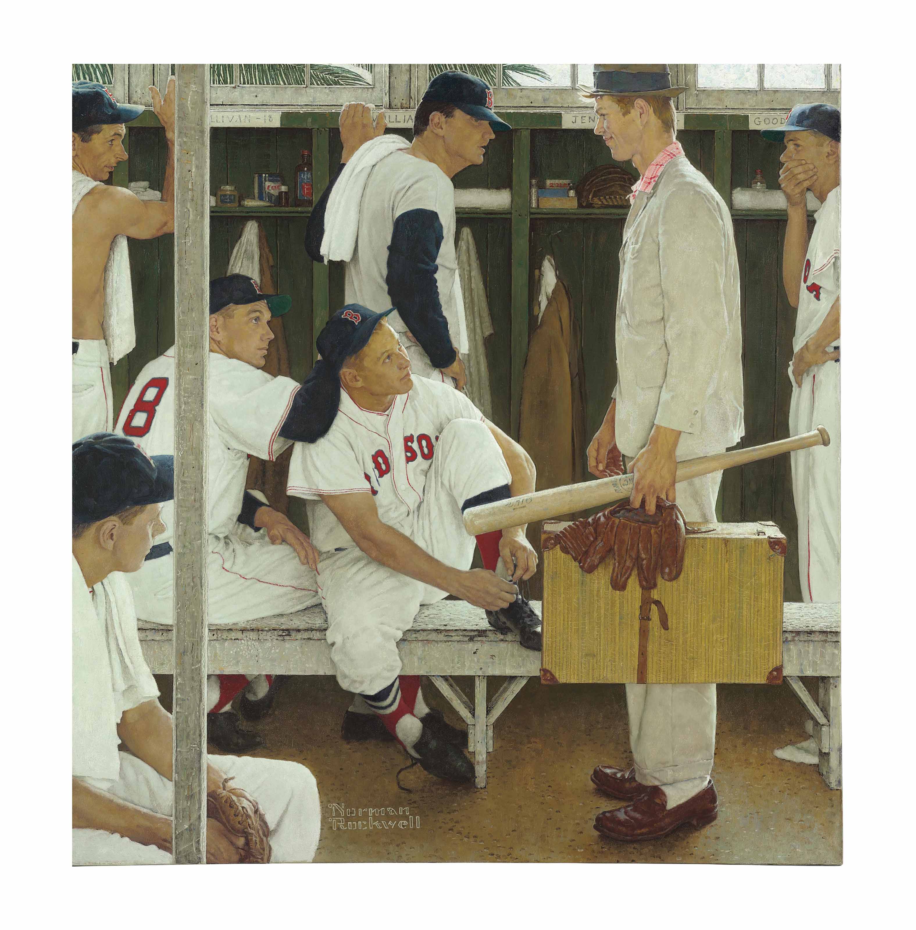 Norman Rockwell 1894 1978 The Rookie Red Sox Locker