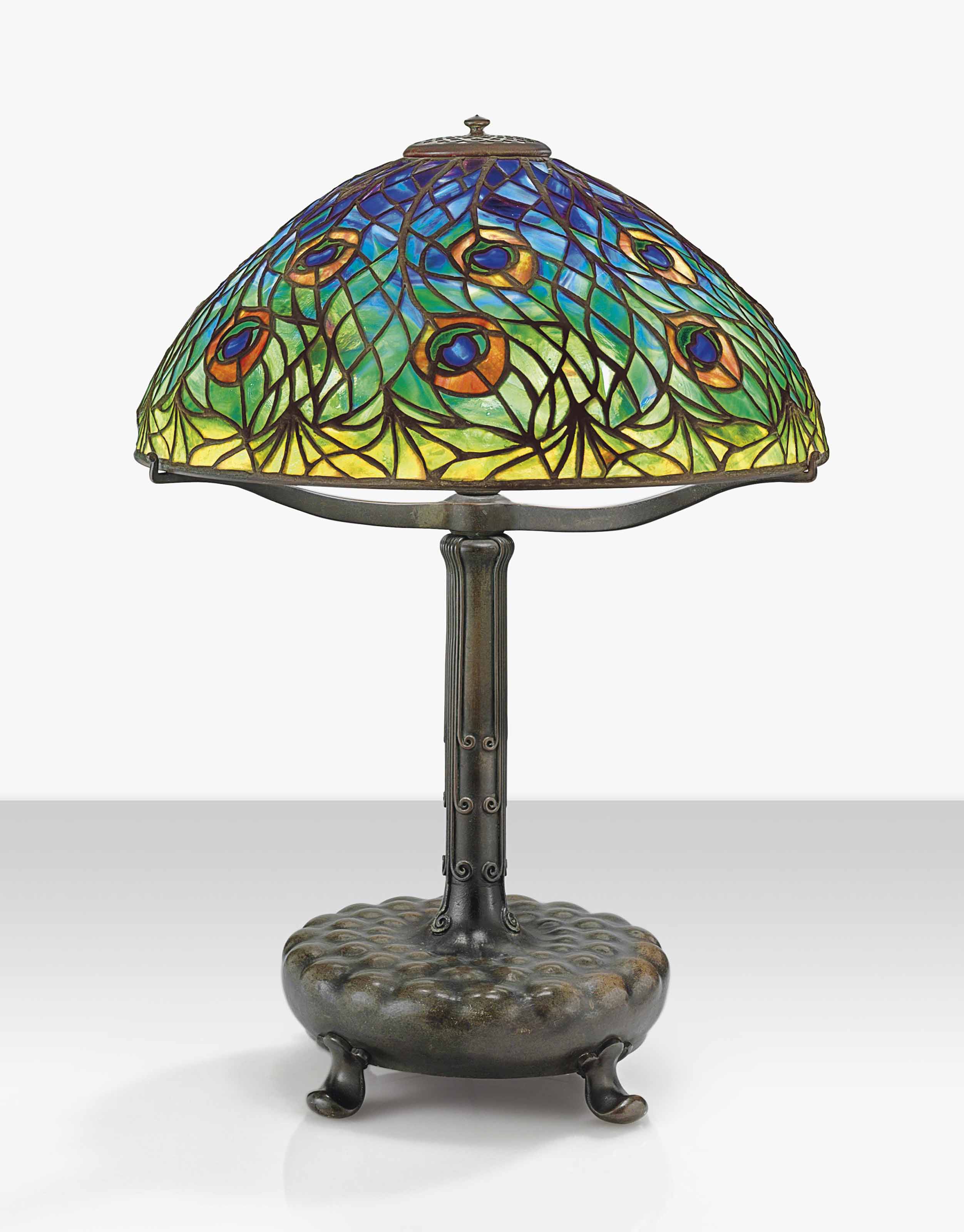 TIFFANY STUDIOS , A 'PEACOCK' TABLE LAMP, CIRCA 1910 ...