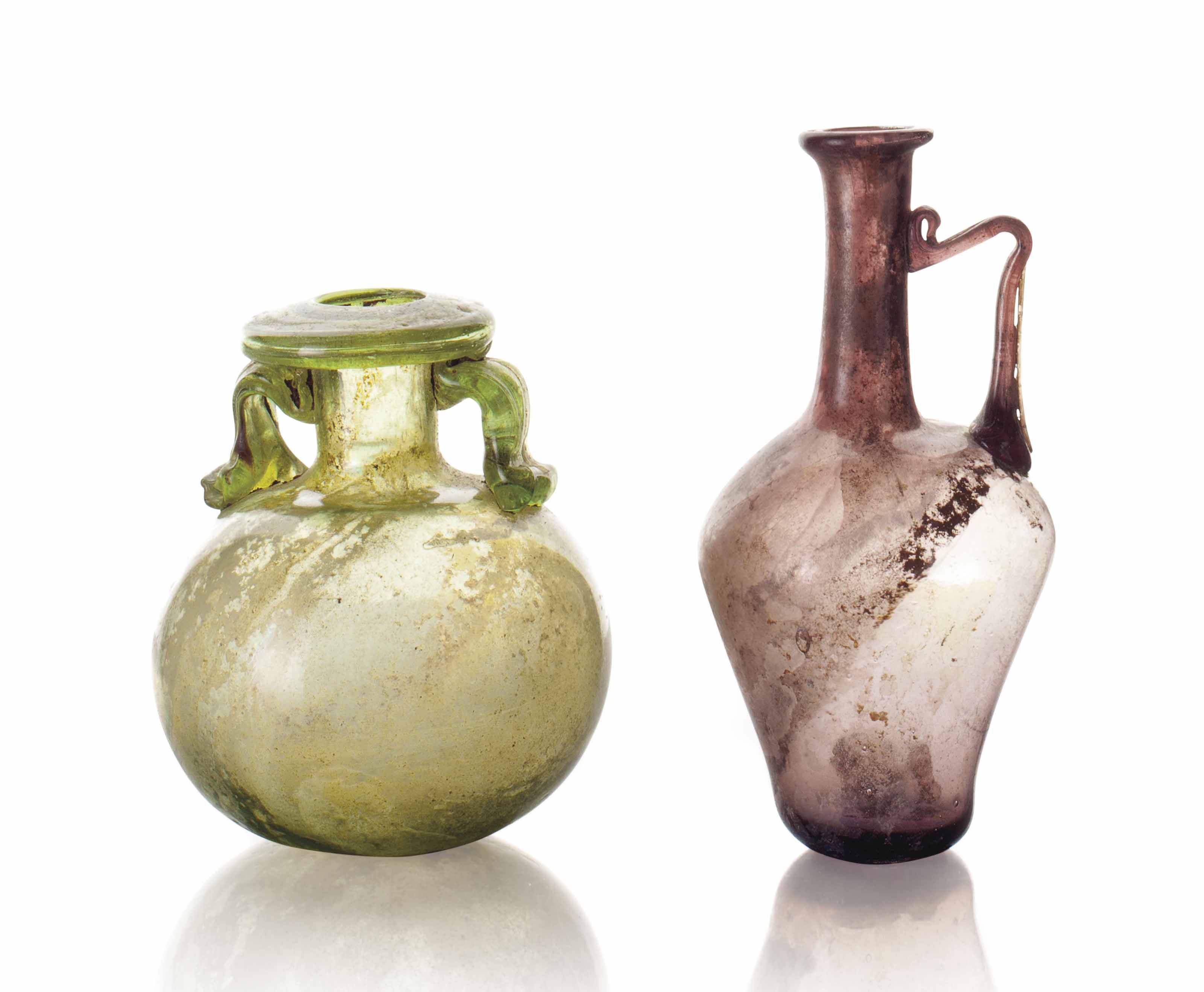 TWO ROMAN GLASS VESSELS