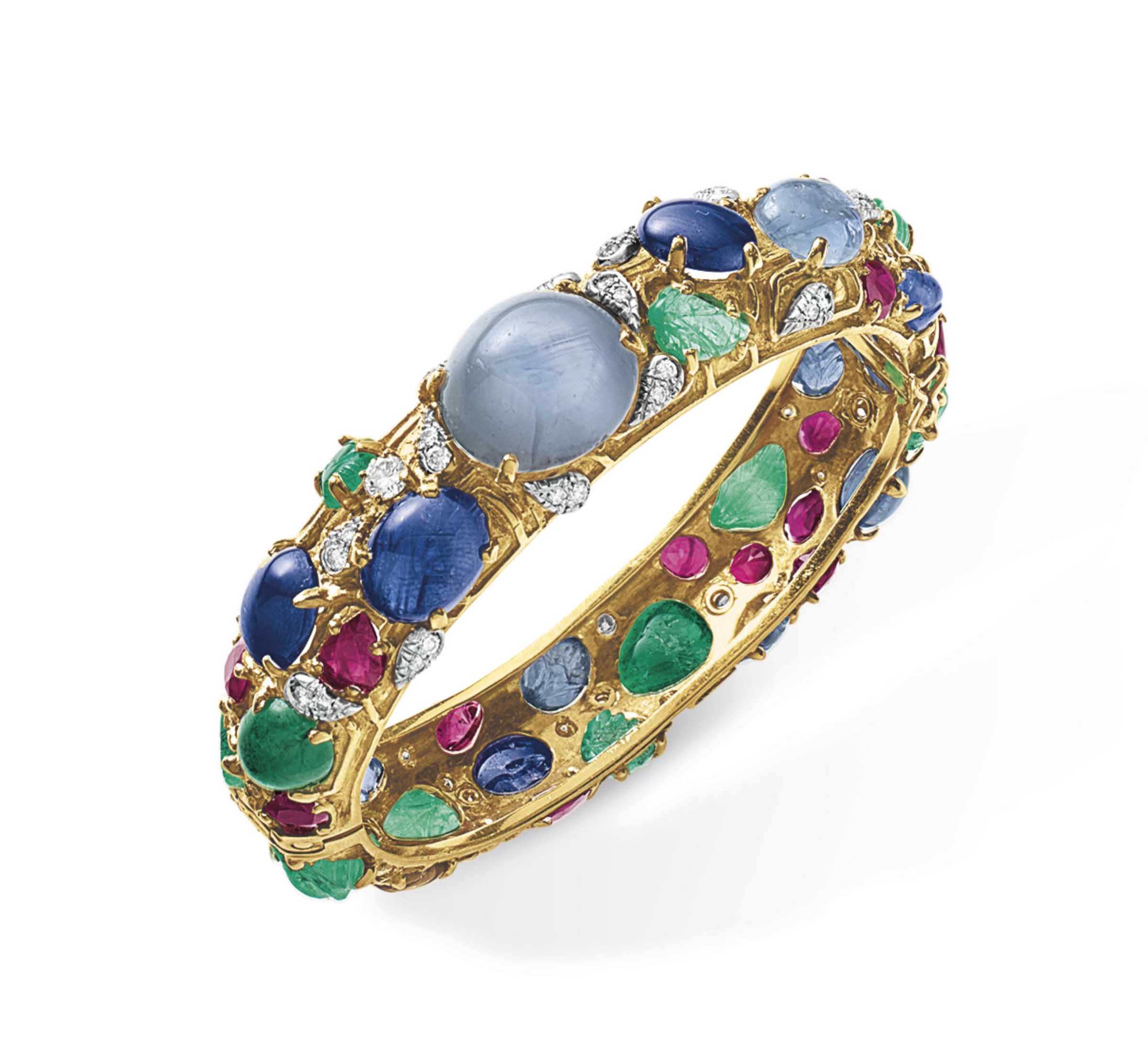A DIAMOND AND MULTIGEM BANGLE BRACELET Christie's