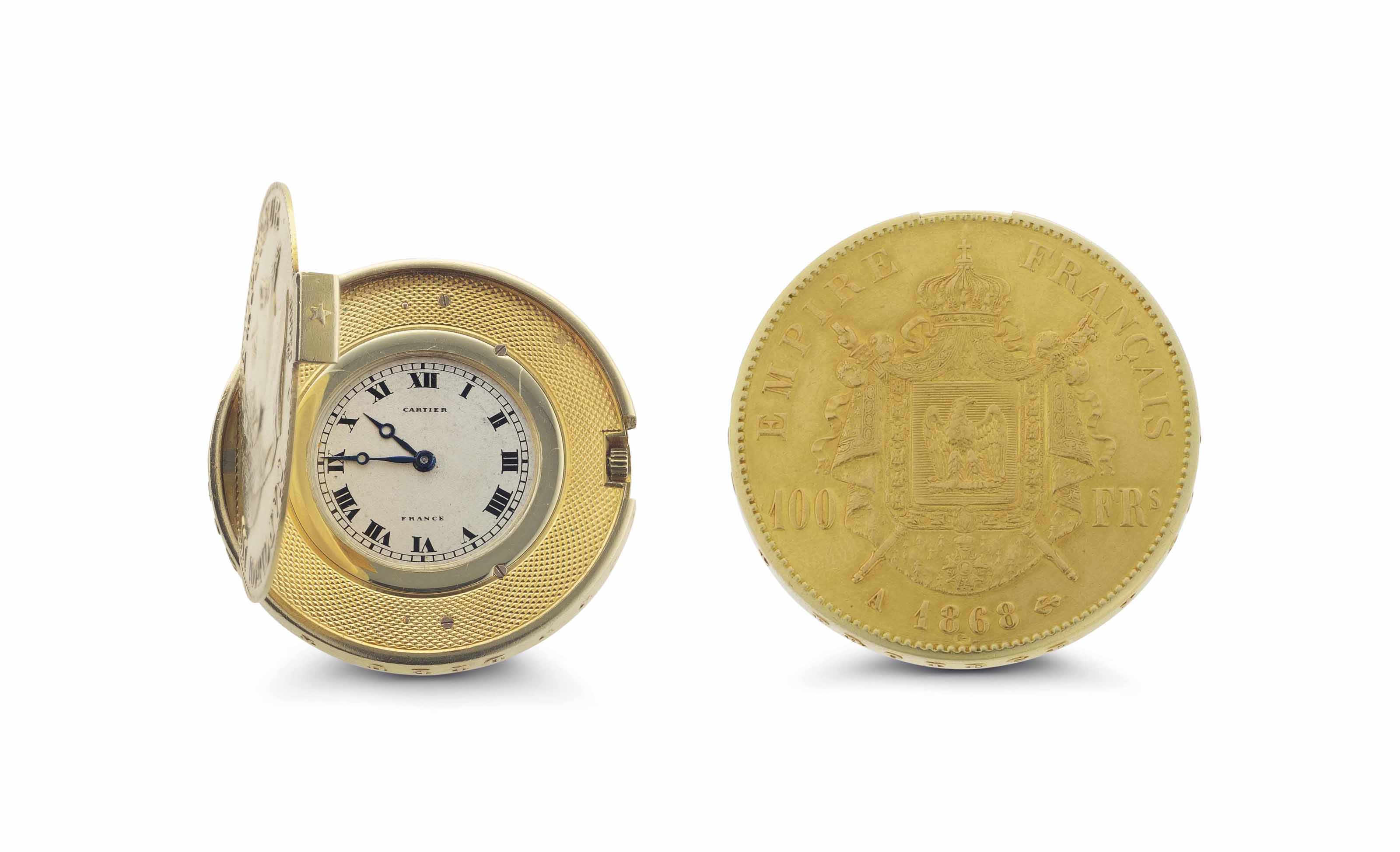 Cartier gold coin watch clearance