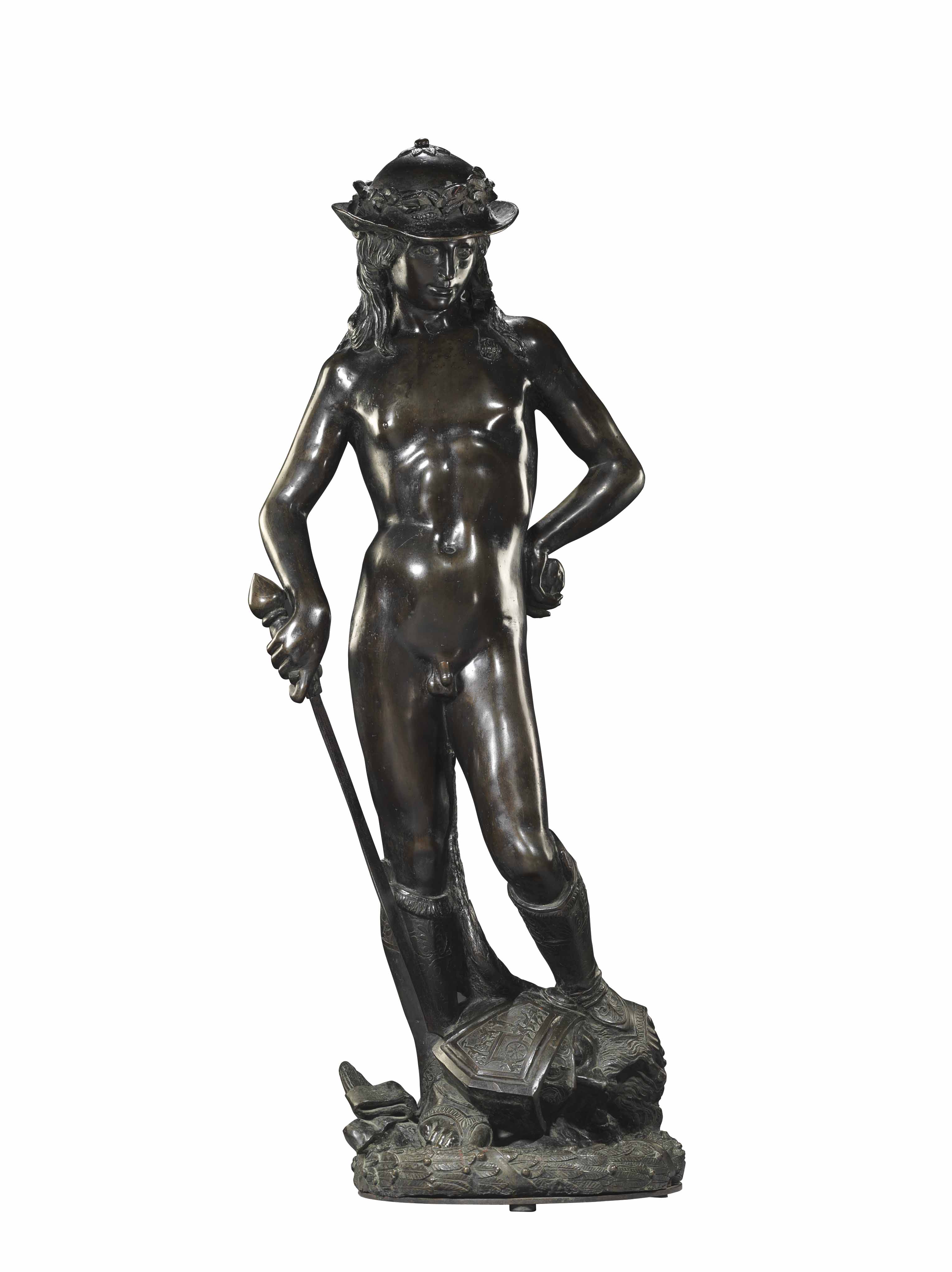A LIFESIZE BRONZE FIGURE OF DAVID