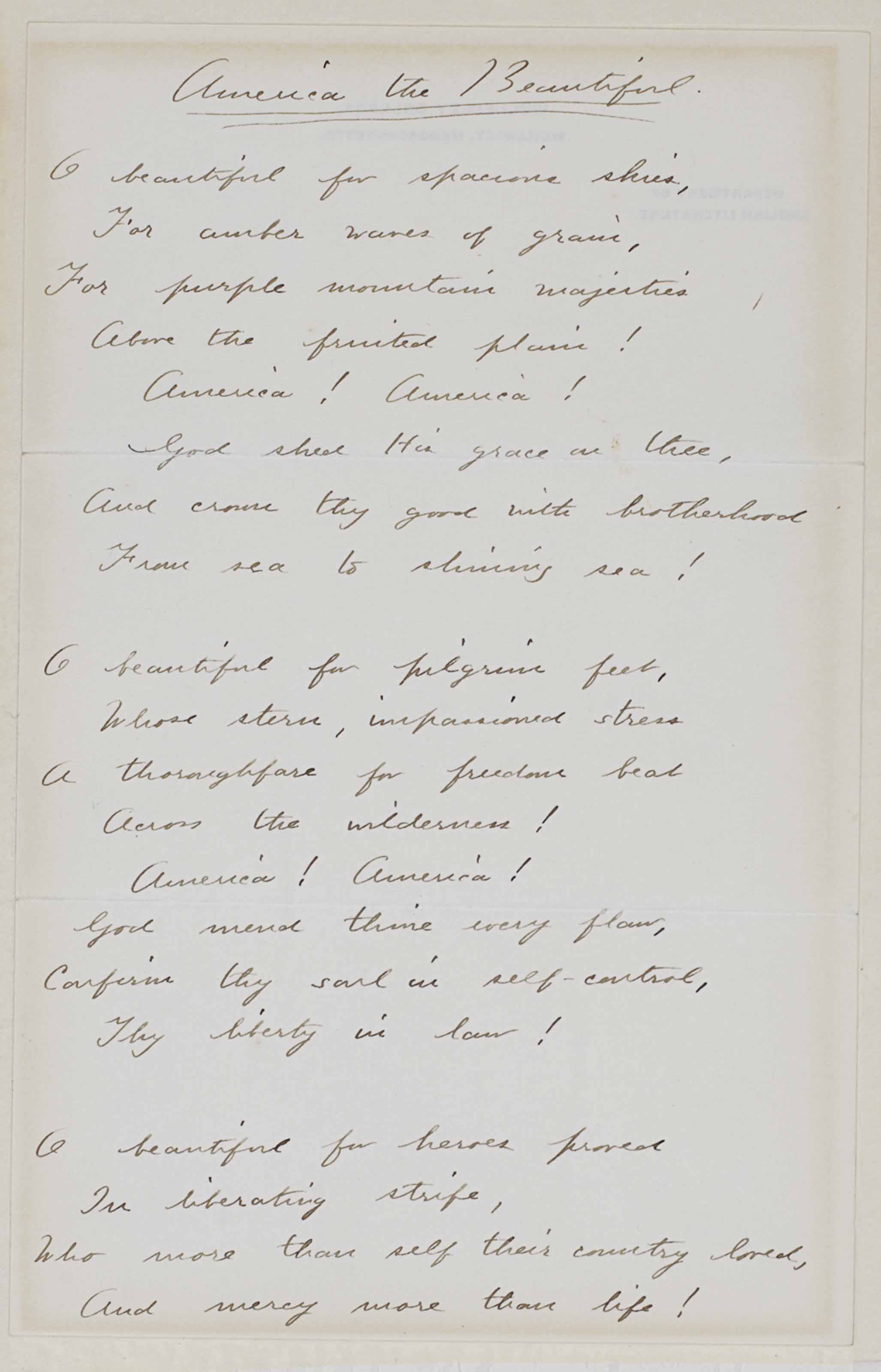 Bates Katherine Lee 1859 1929 Poet Educator Autograph