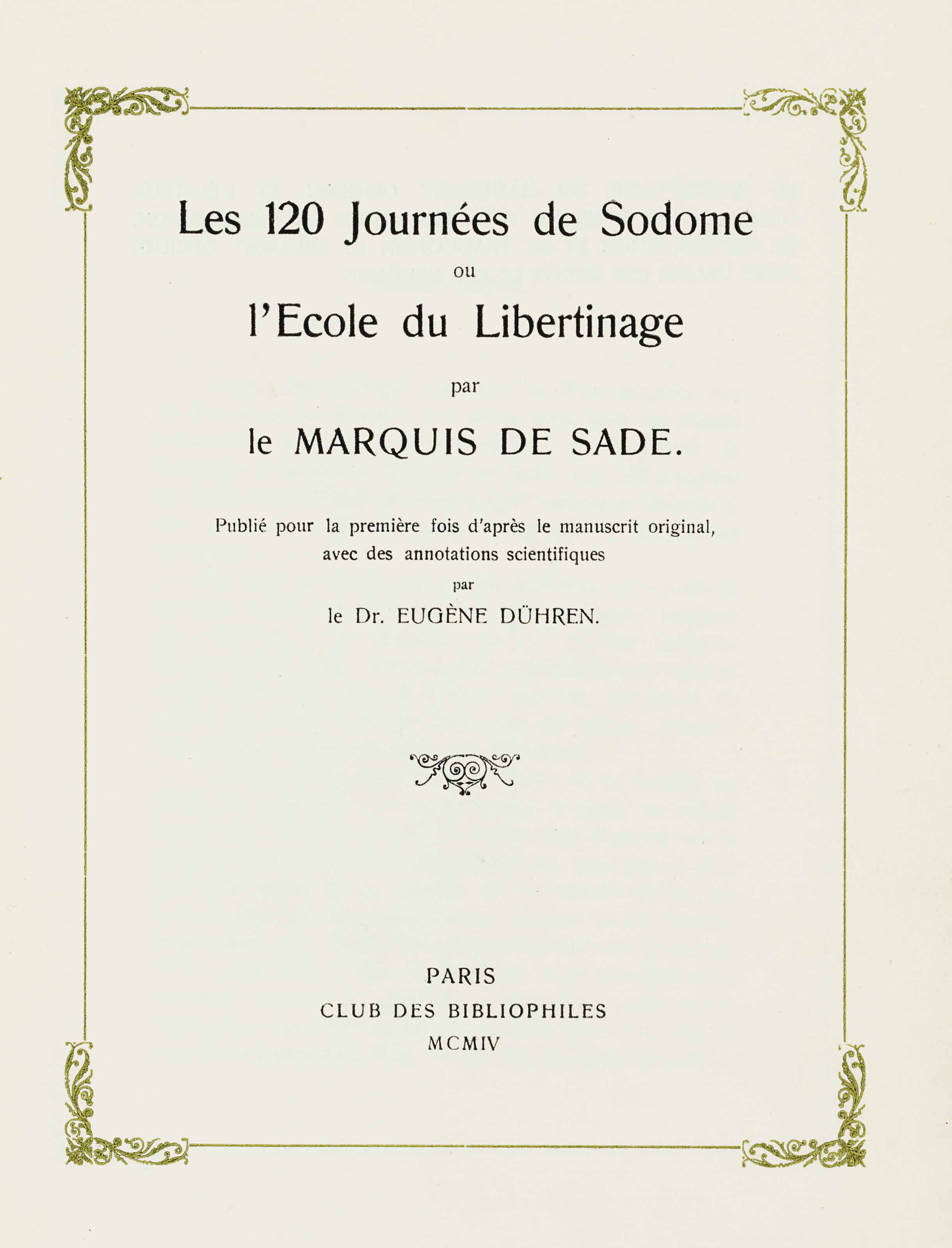 Marquis De Sade - Les 120 Journées Extrait