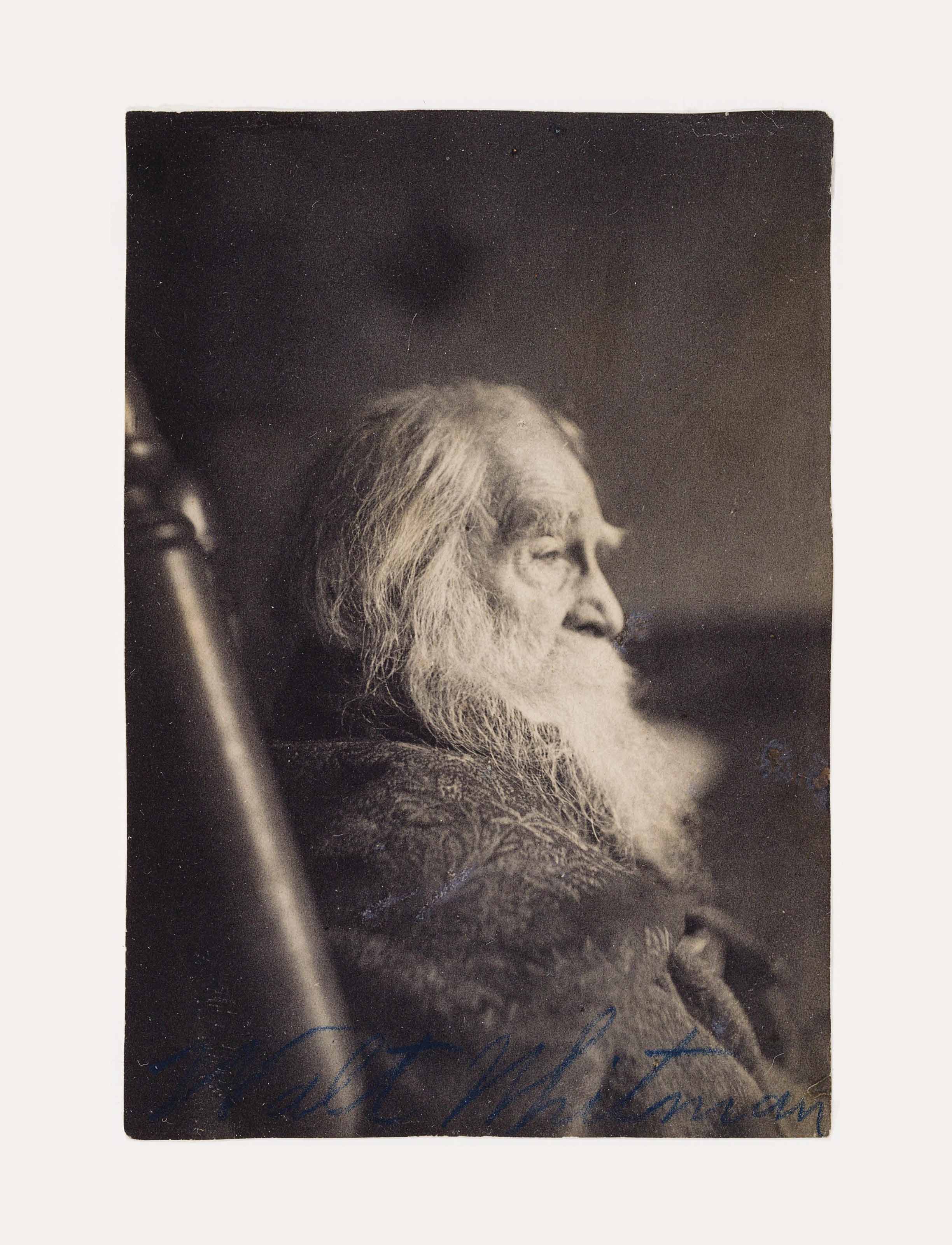 [WHITMAN, Walt]. Black-and-white profile portrait photograph by THOMAS
