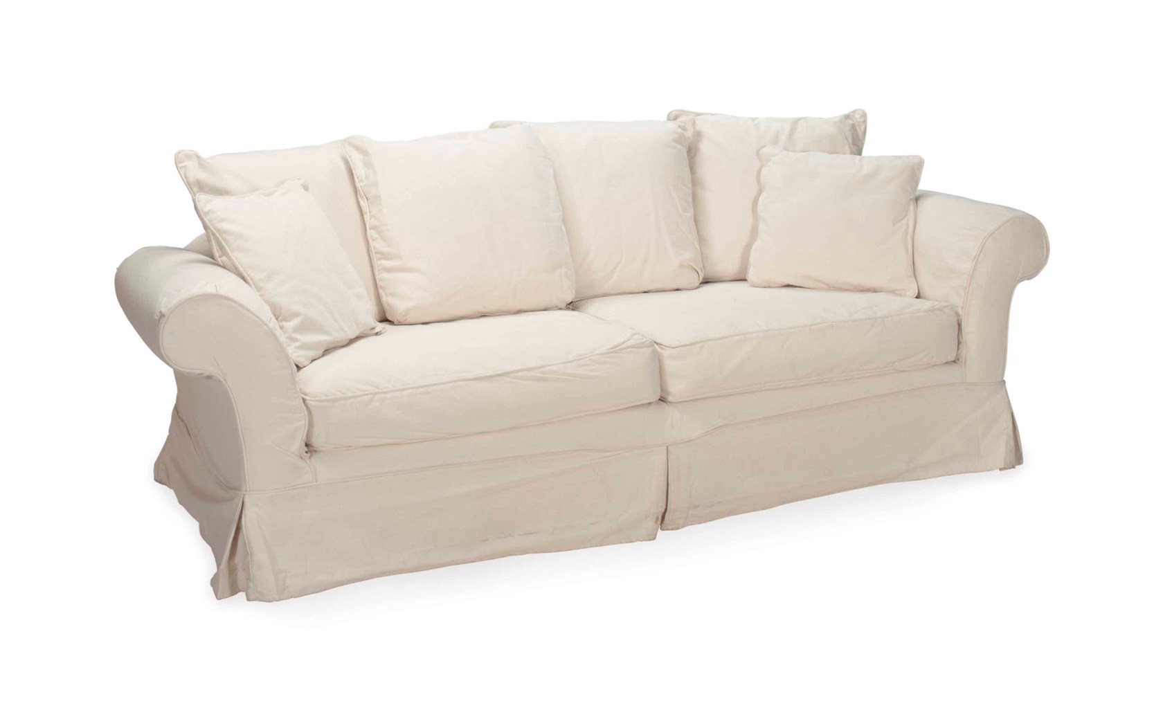A WHITE DUCK COTTONUPHOLSTERED TWOSEAT SOFA,