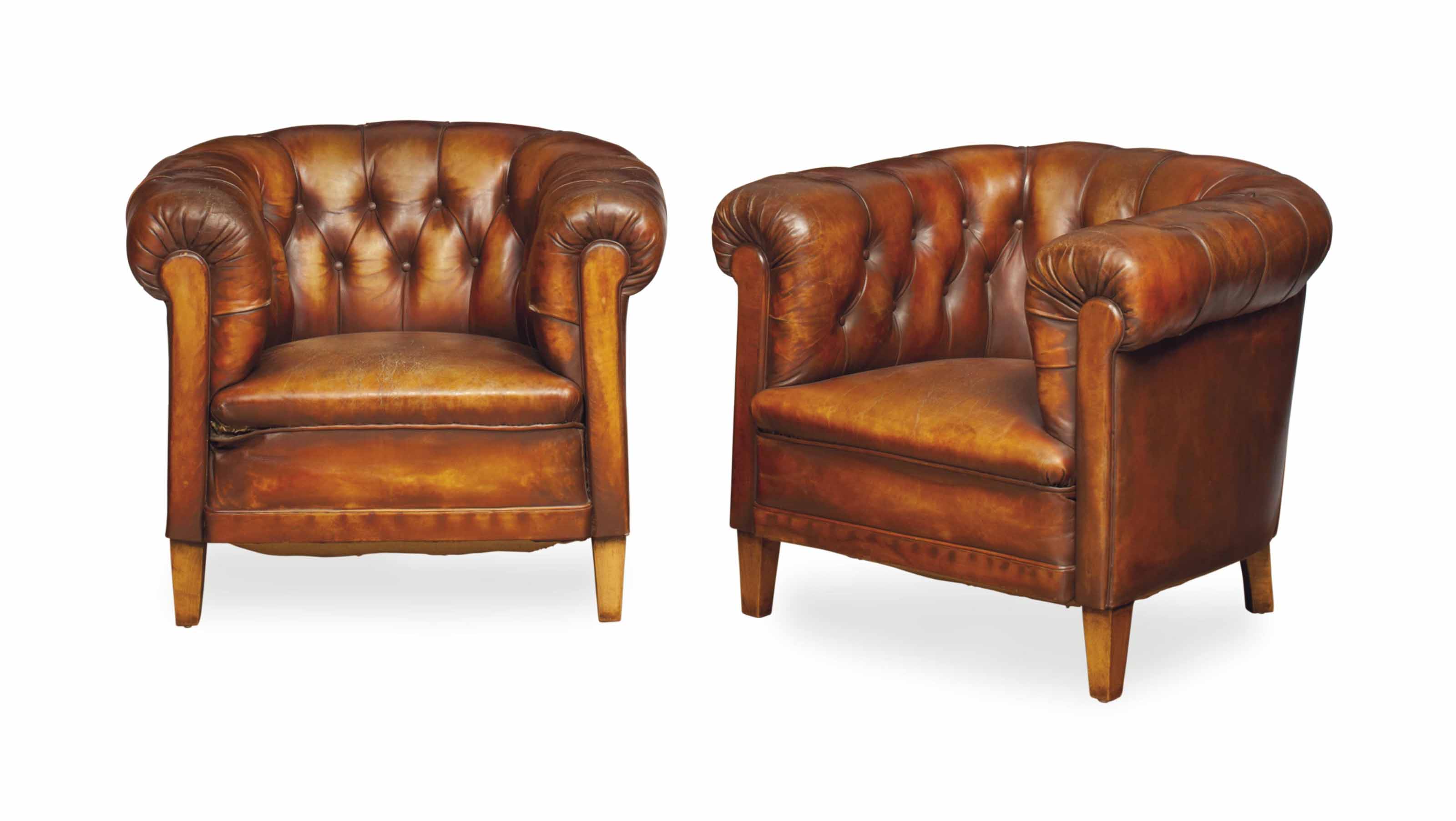 Tufted leather top club chair