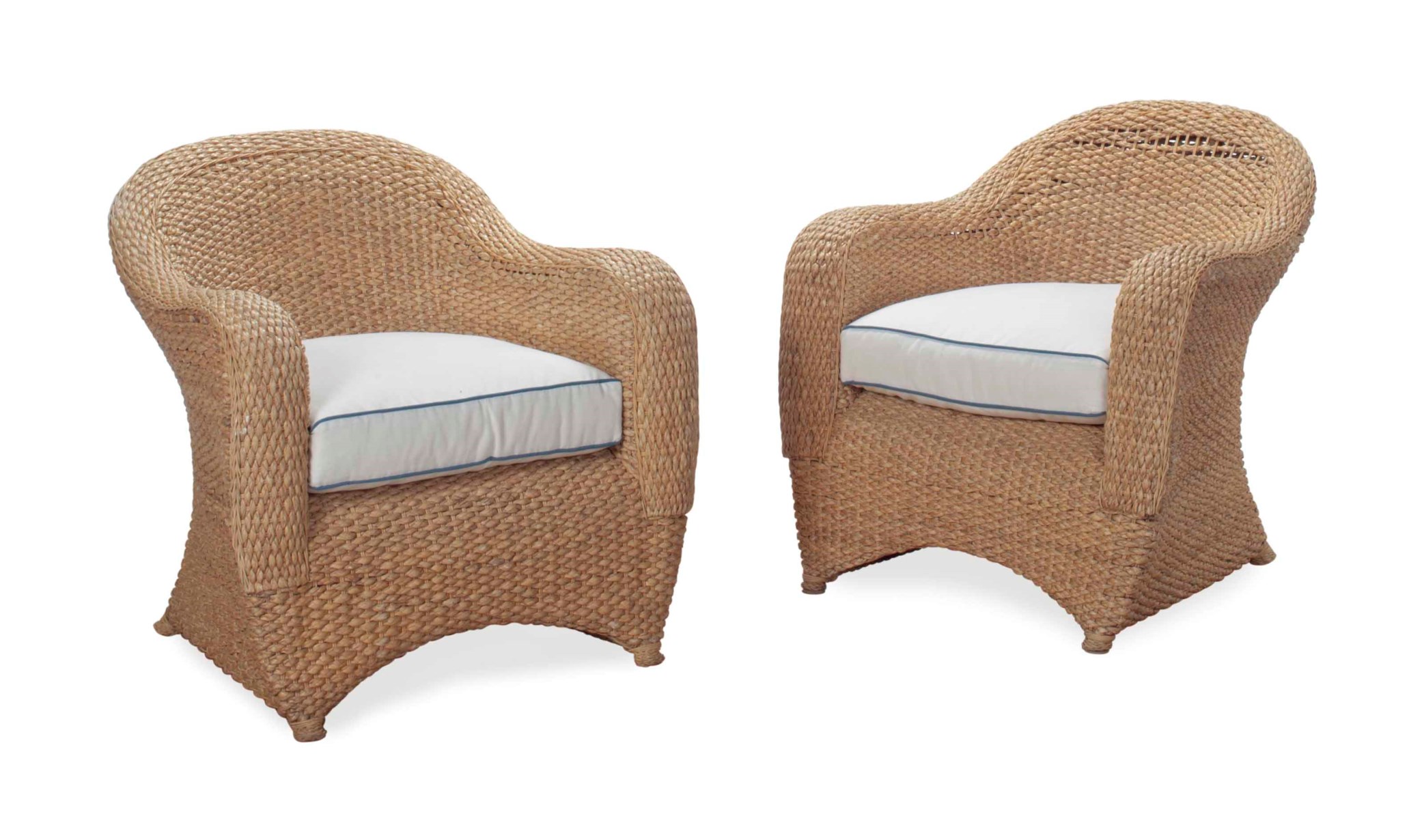 A PAIR OF WICKER AND RATTAN CLUB CHAIRS,