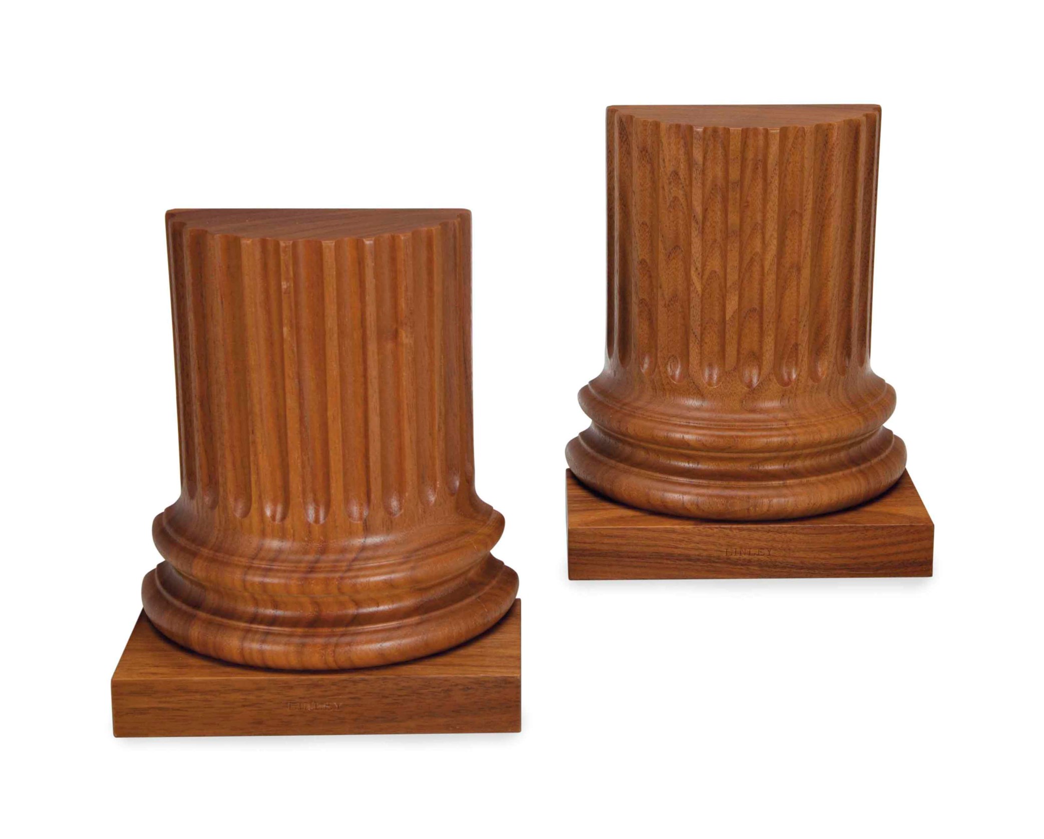 A PAIR OF WALNUT BOOKENDS,, BY DAVID LINLEY, LATE 20TH CENTURY
