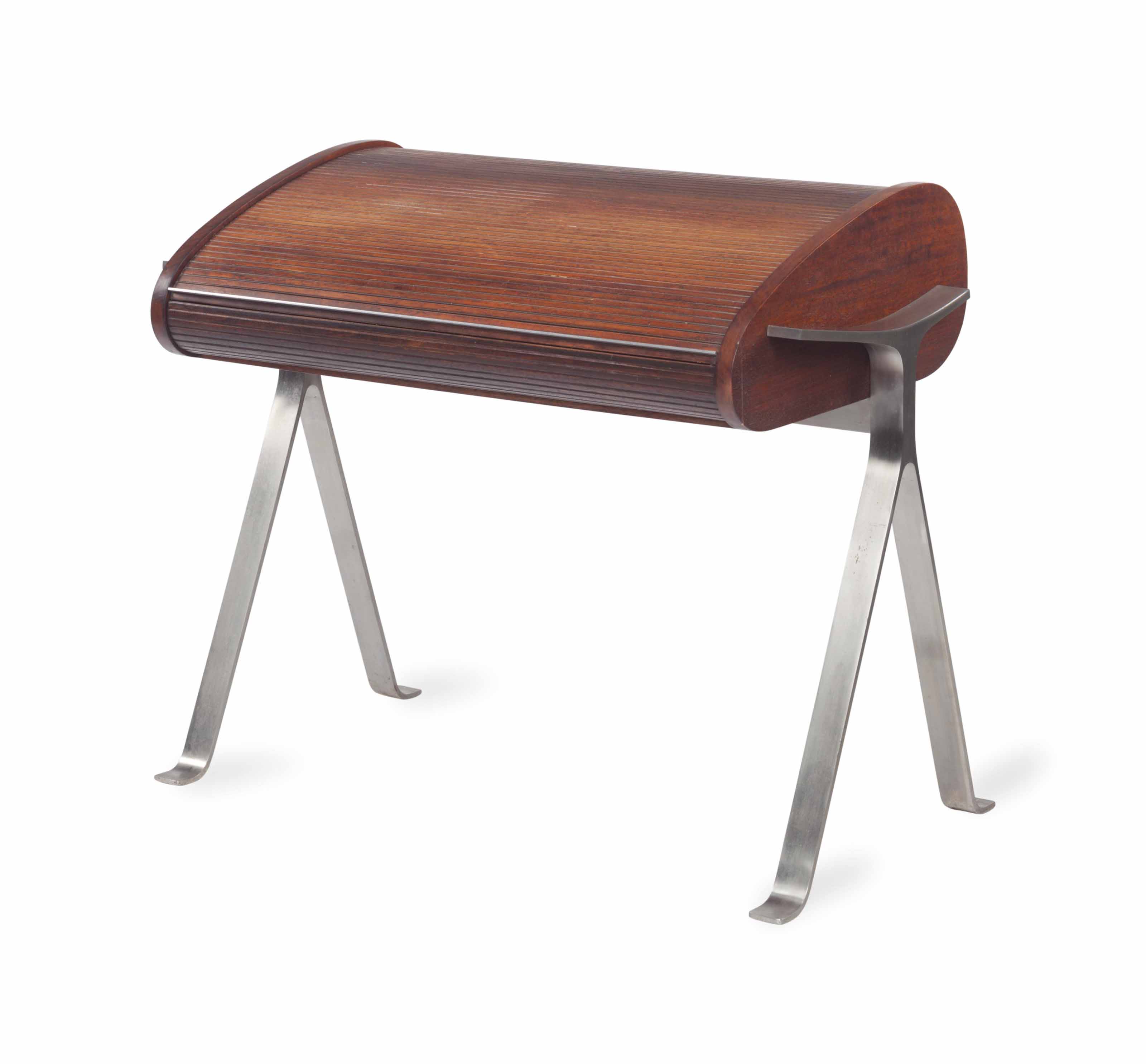 A Walnut And Stainless Steel Rolltop Desk Designed By Vladimir