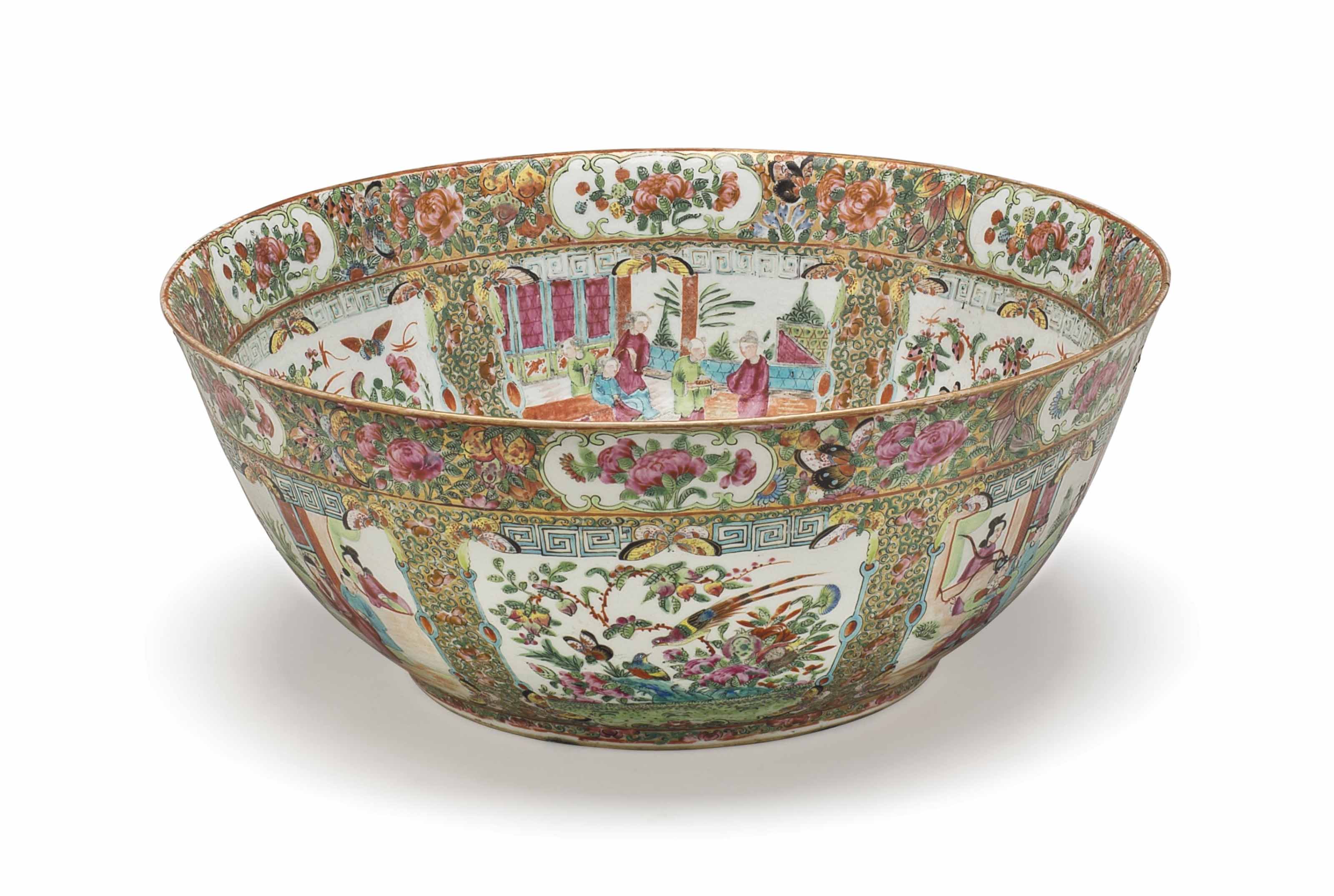A LARGE 'CANTON FAMILLE ROSE' PUNCH BOWL , MID19TH CENTURY Christie's