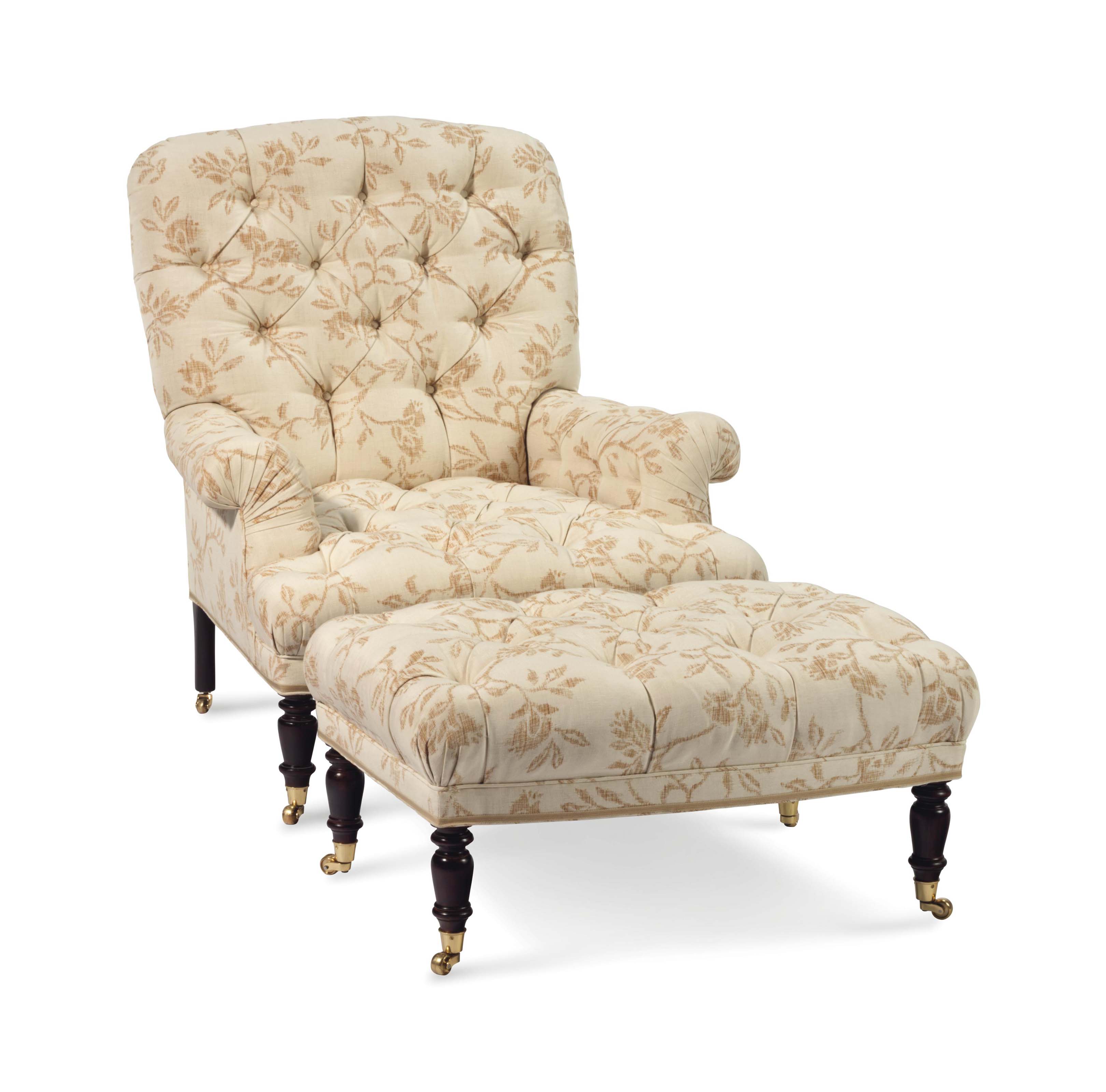AN UPHOLSTERED CLUB CHAIR AND OTTOMAN, , MODERN Christie's