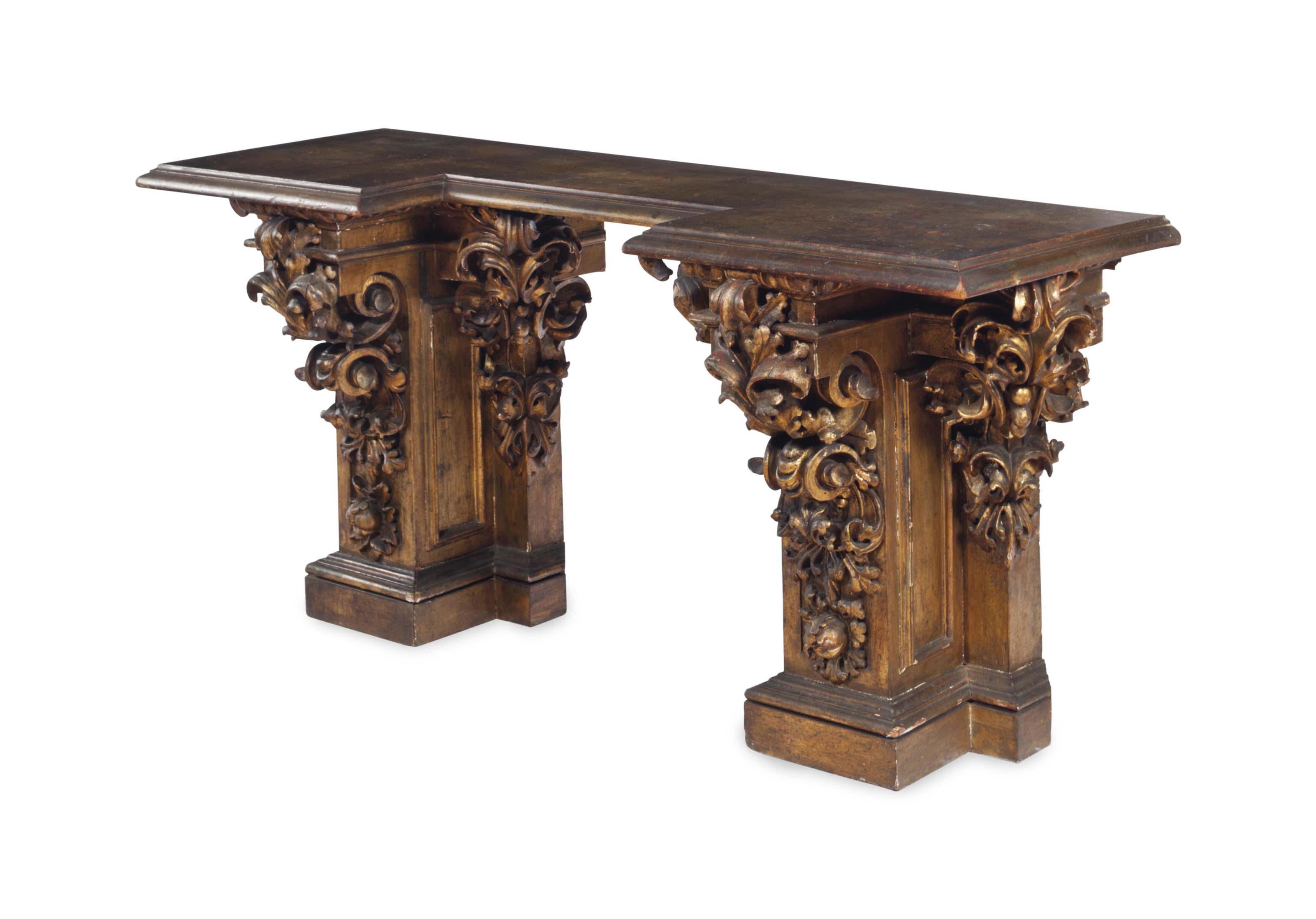 A BAROQUE STYLE GILTWOOD CONSOLE TABLE, , LATE 19TH/20TH CENTURY