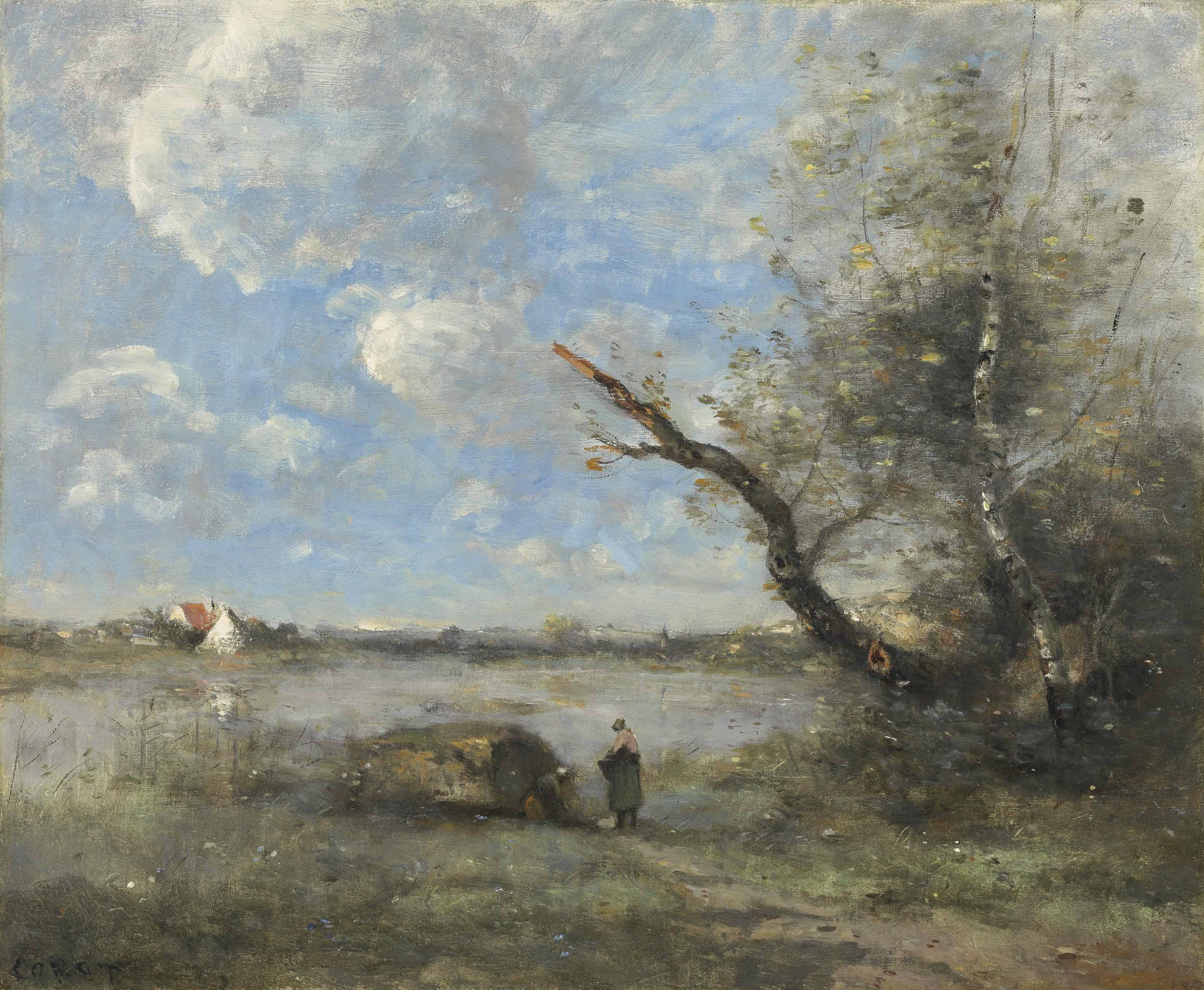 Environs de Mantes, le gué sur la Seine
