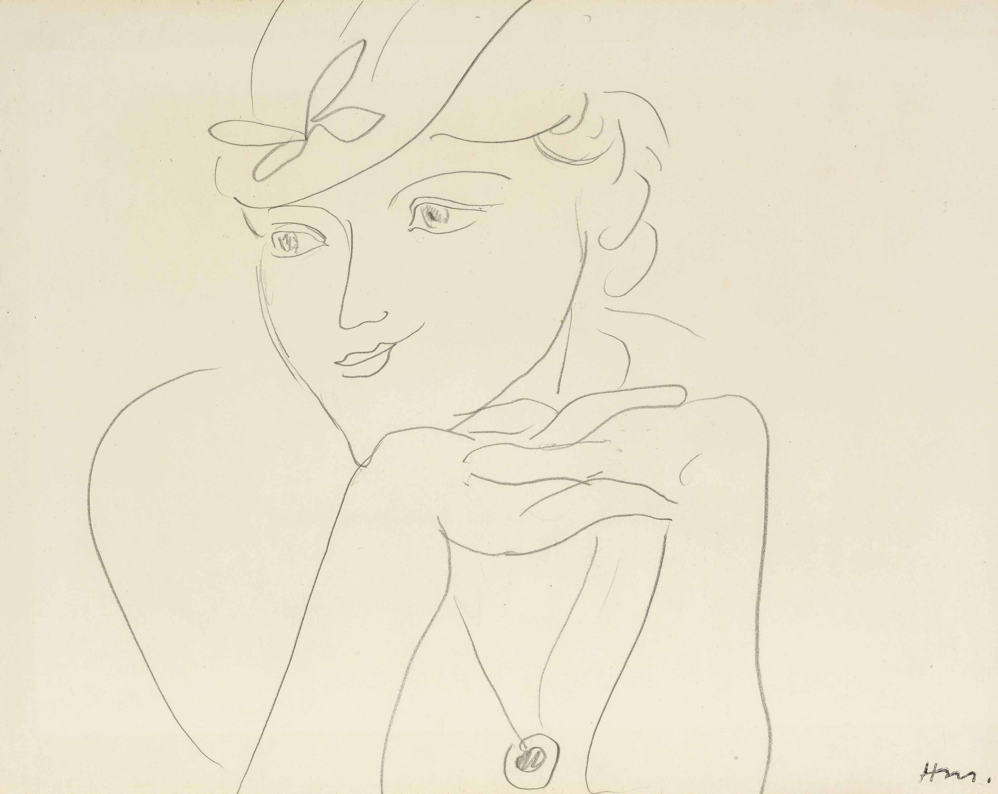 Buste de femme au chapeau
