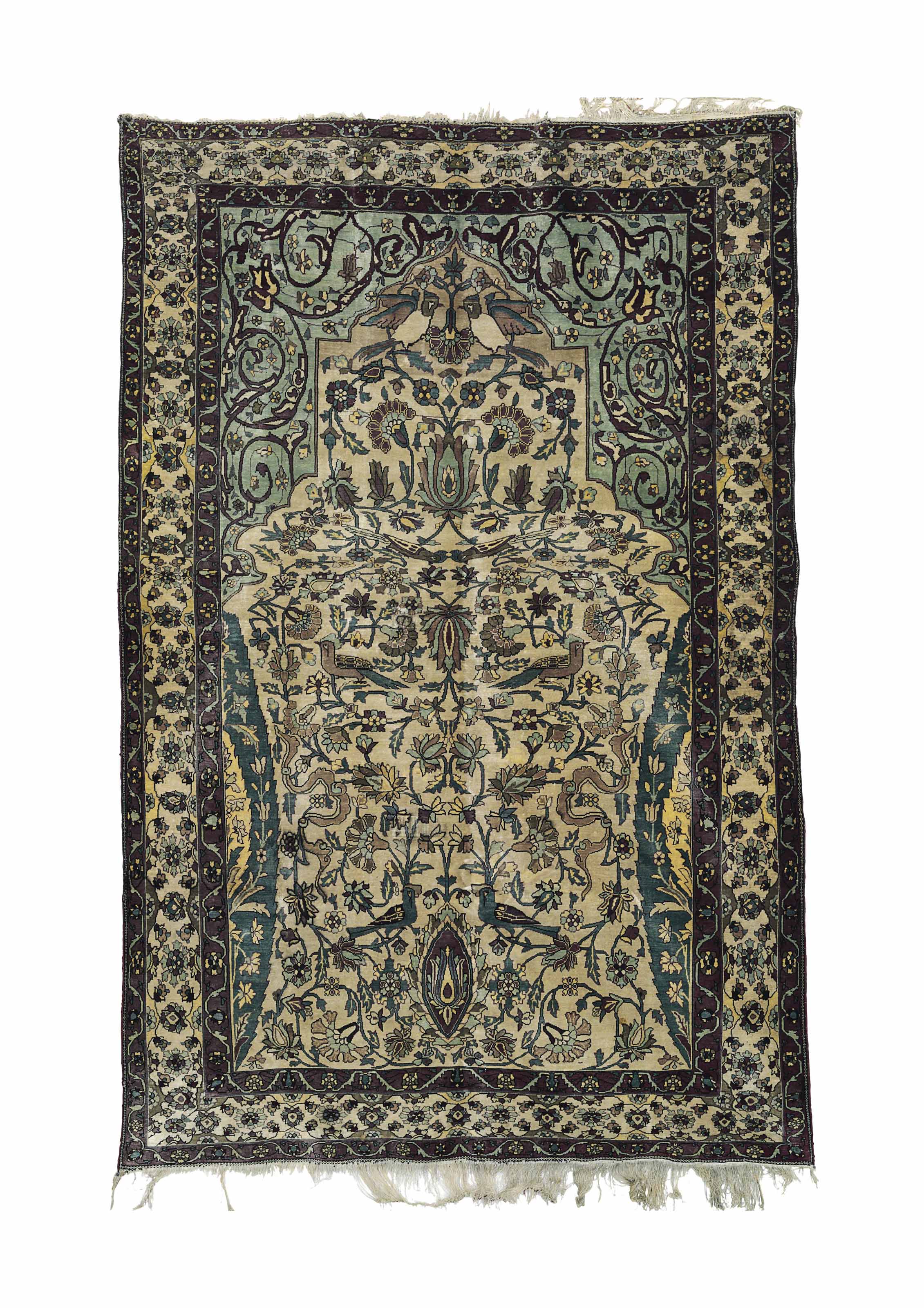 A SILK KASHAN PRAYER RUG , CENTRAL PERSIA, CIRCA 1900 | Christie's