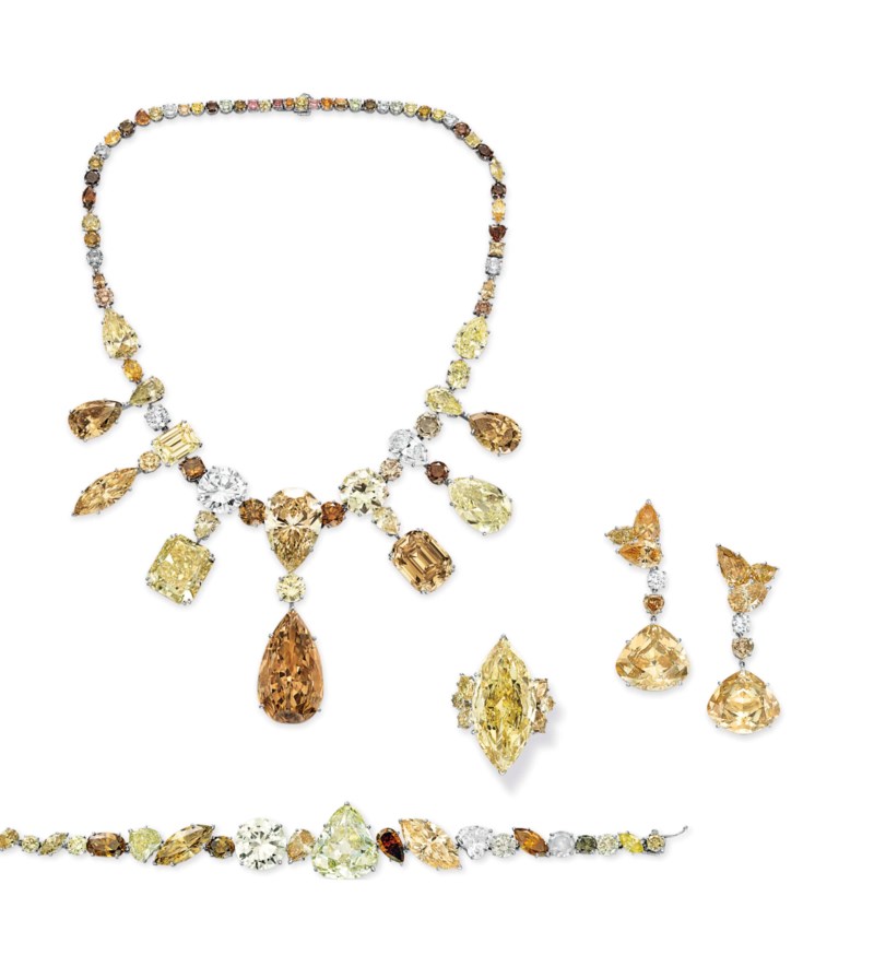 A SPECTACULAR SUITE OF COLORED DIAMOND AND DIAMOND JEWELRY, BY J