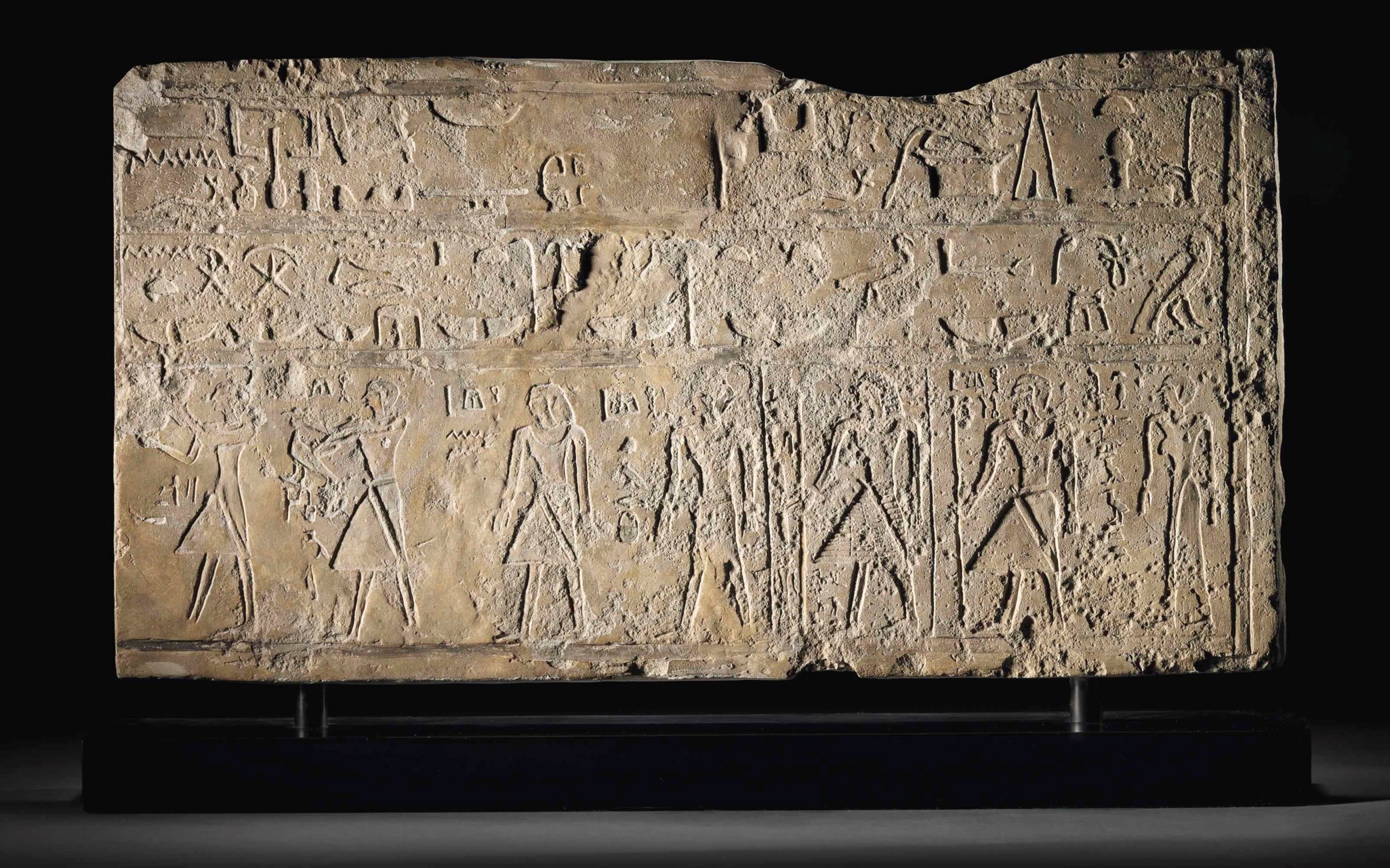 AN EGYPTIAN LIMESTONE RELIEF, FIRST INTERMEDIATE PERIOD, 2134-2040 B.C ...