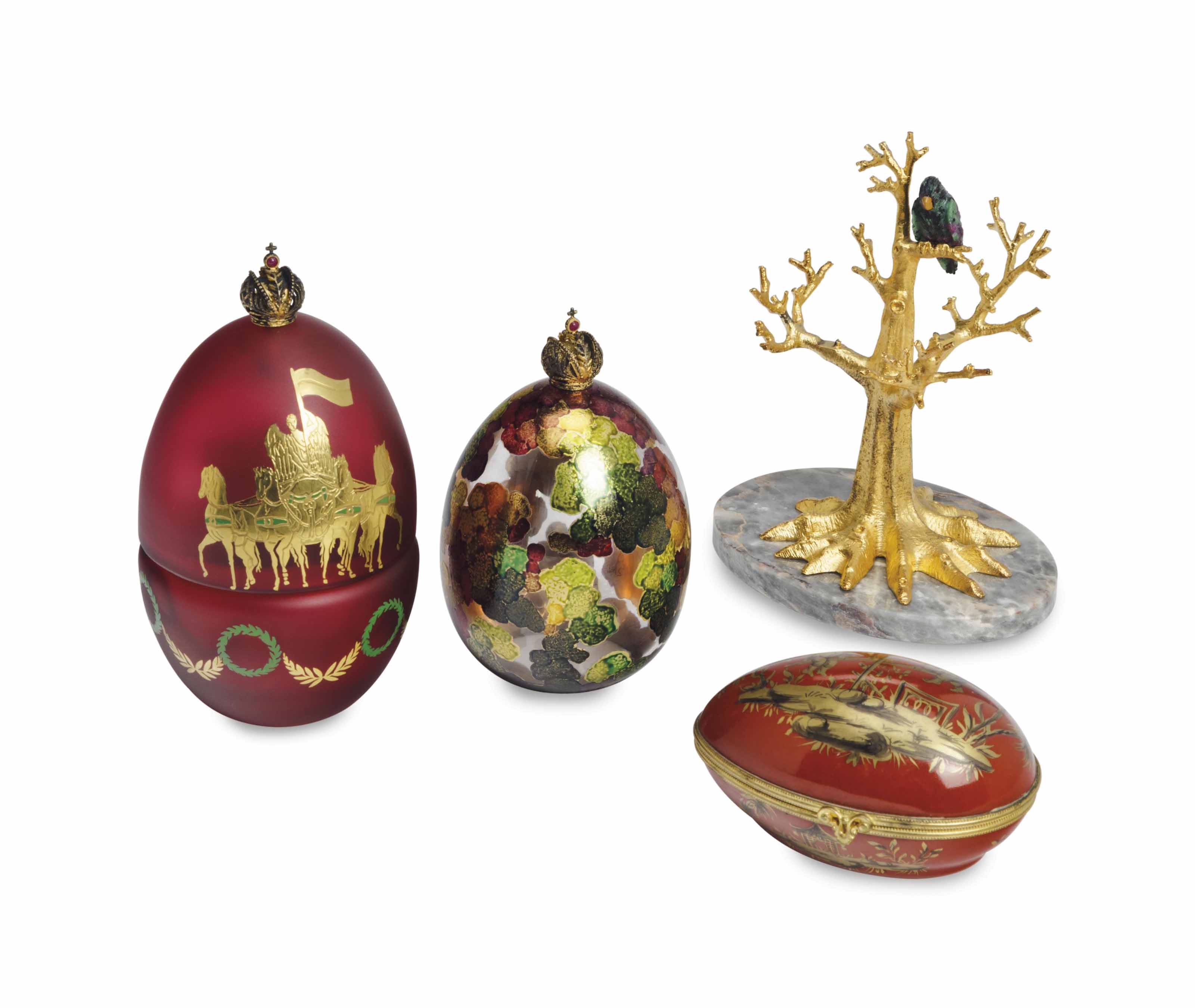 Two Theo Faberge St Petersburg Collection Eggs Each Marked For