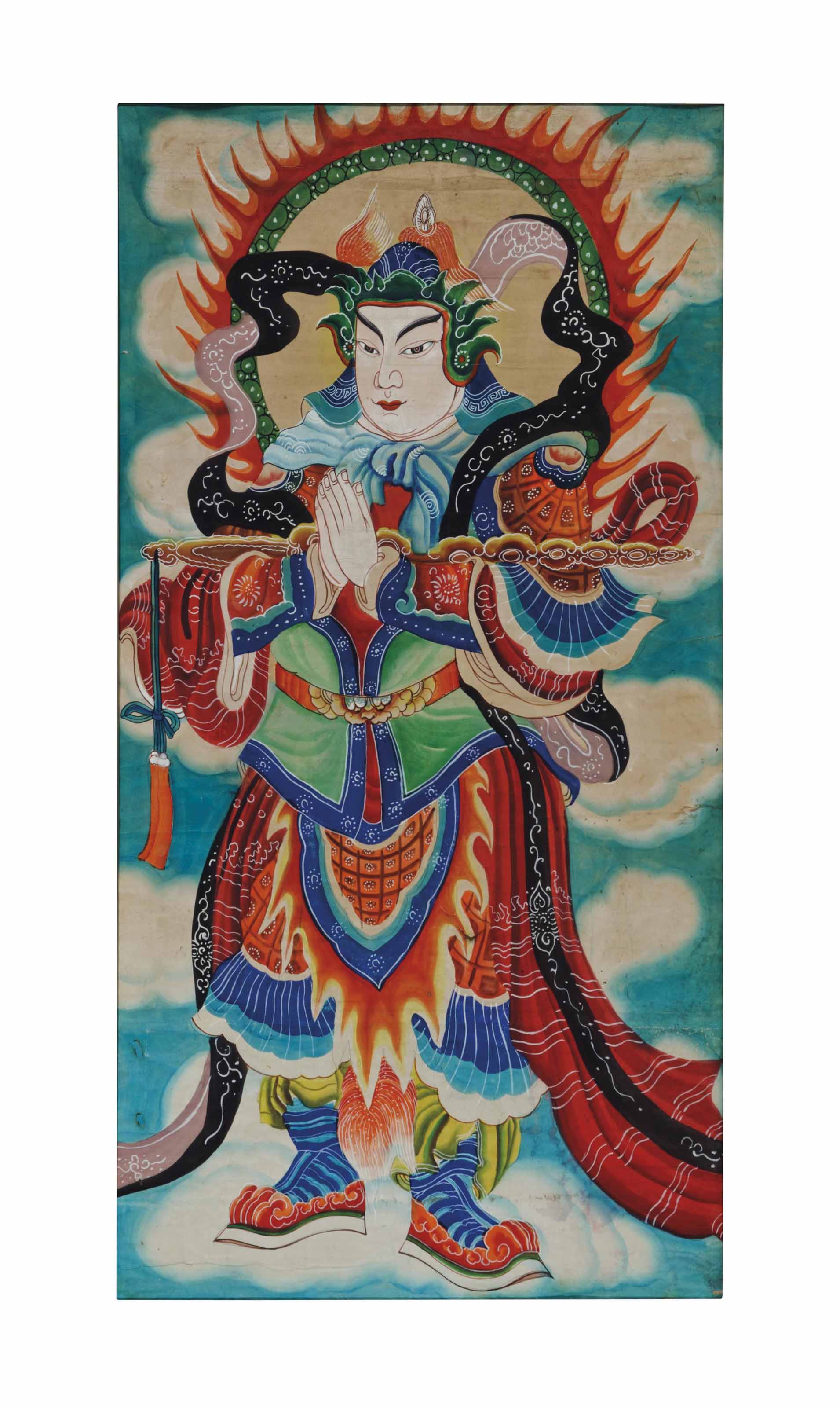 A Chinese Painting Of A Warrior Ink And Color On Paper 20th