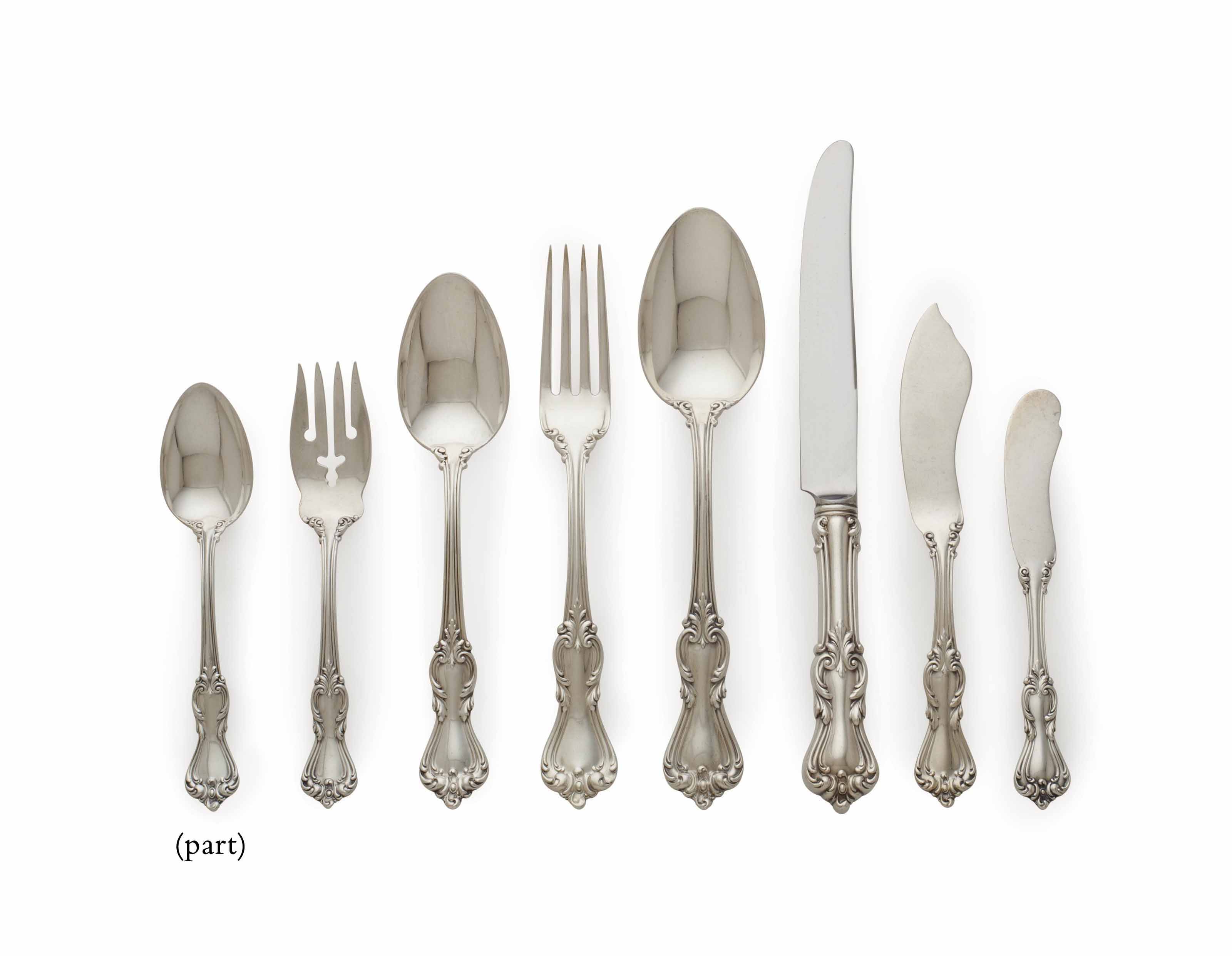 AN AMERICAN SILVER PART FLATWARE SERVICE , MARK OF REED & BARTON, EARLY