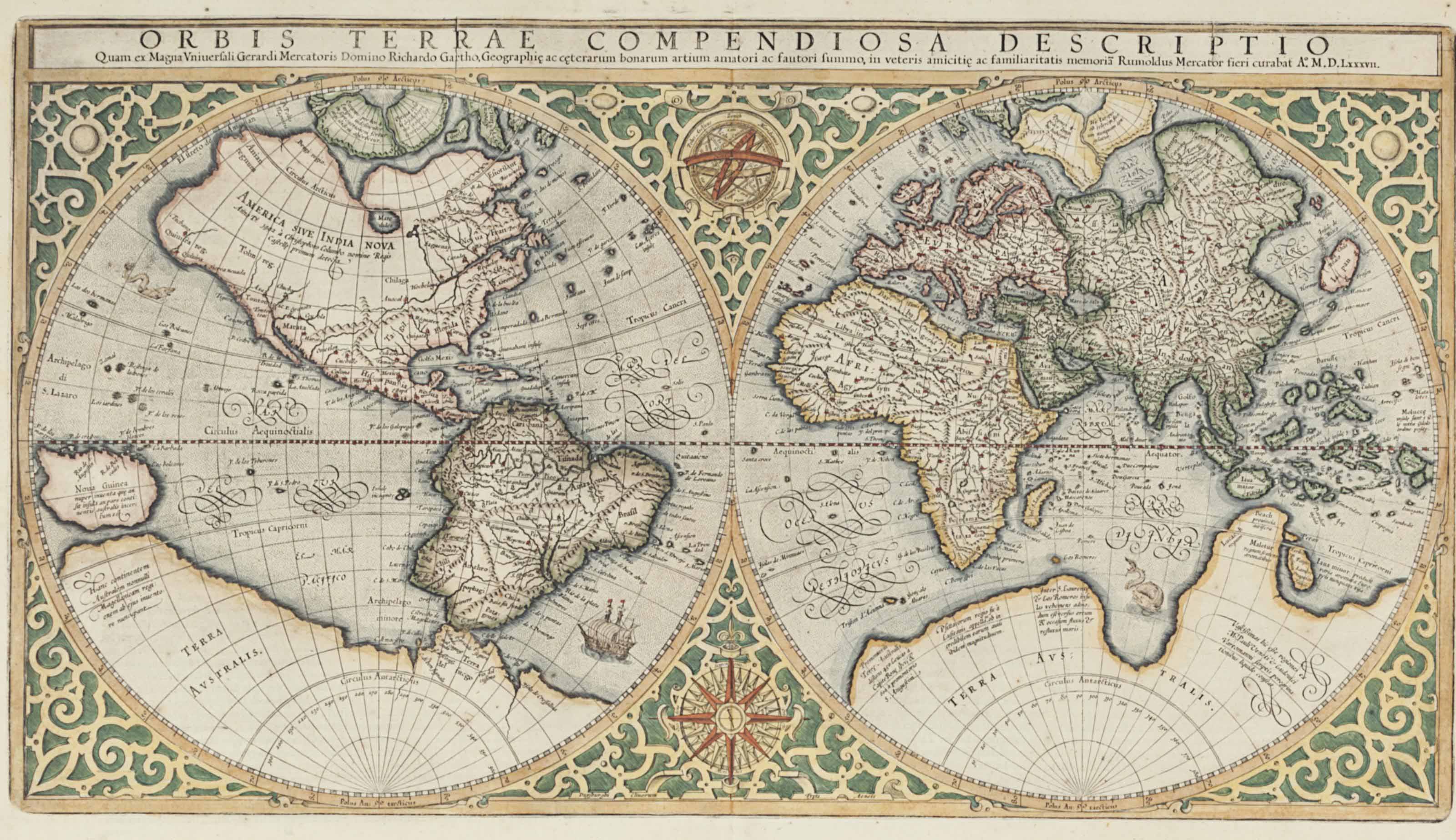 Mercator Rumold 1545 1599 Orbis Terrae Compendiosa Descriptio Amsterdam Dated 1587 Ca 1619 Christie S