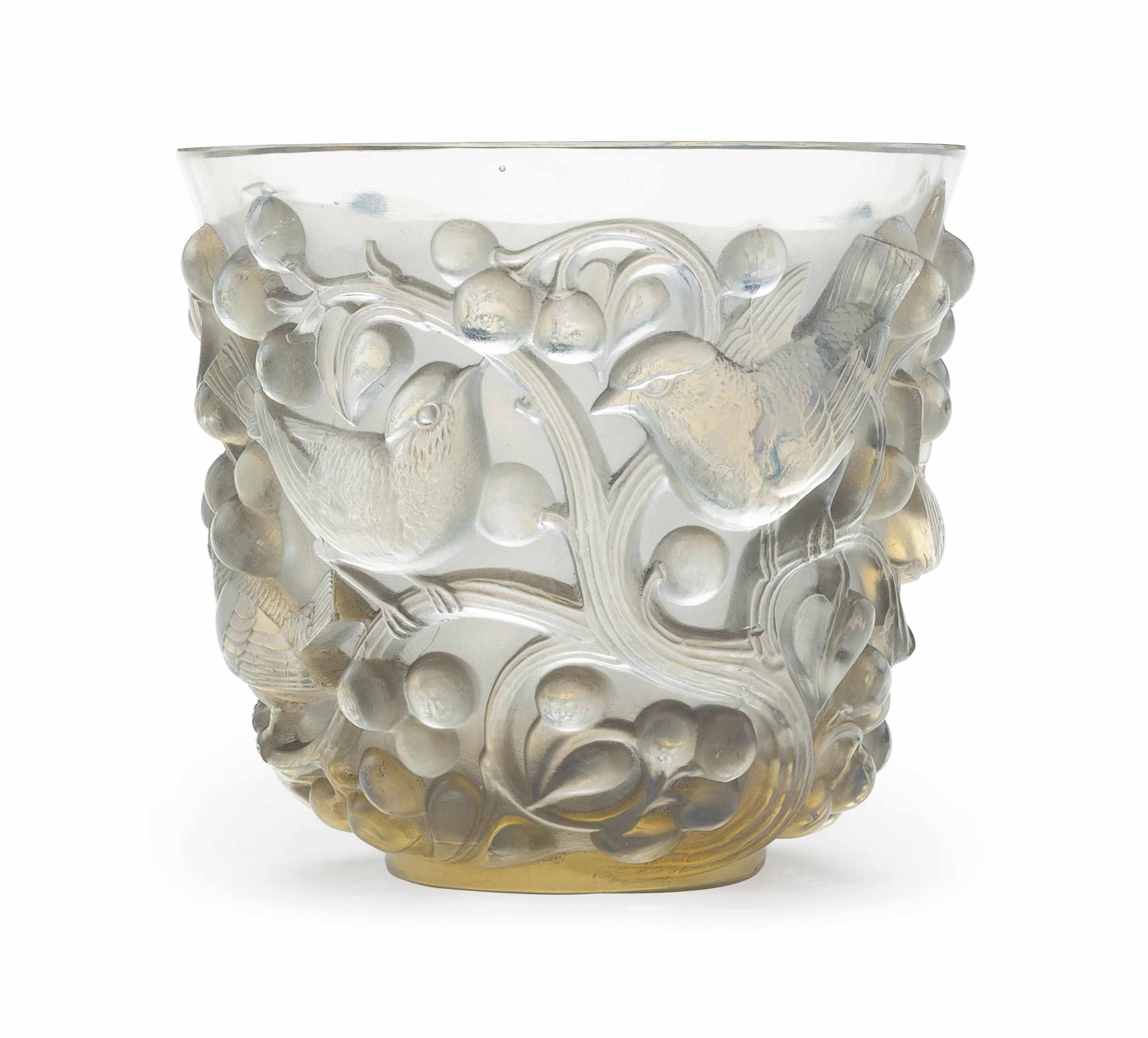 A LALIQUE MOLDED GLASS VASE, 'AVALON' , ETCHED 'R.LALIQUE, FRANCE
