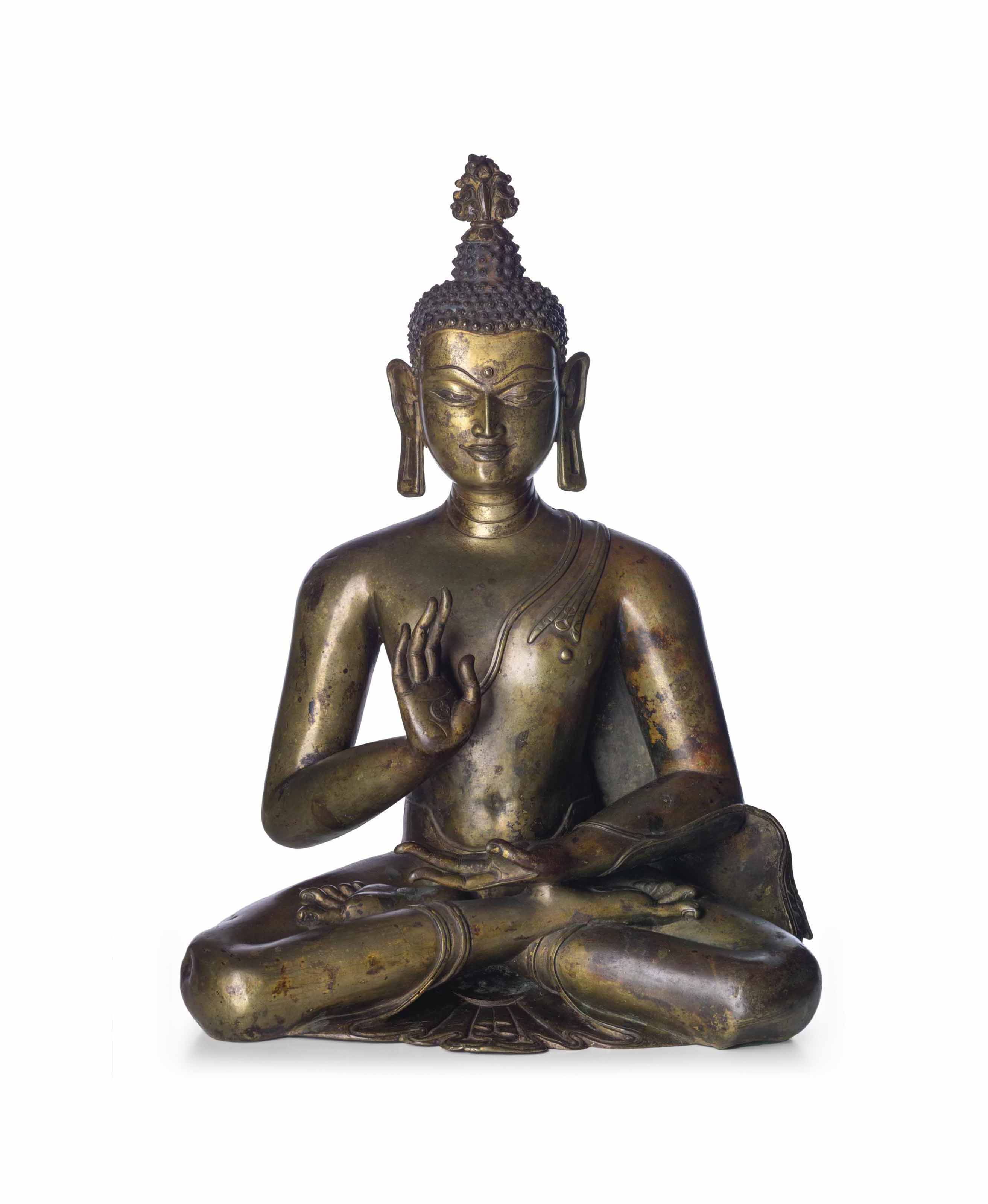 A BRONZE FIGURE OF THE SEATED AMIDA BUDDHA , JAPAN, KAMAKURA