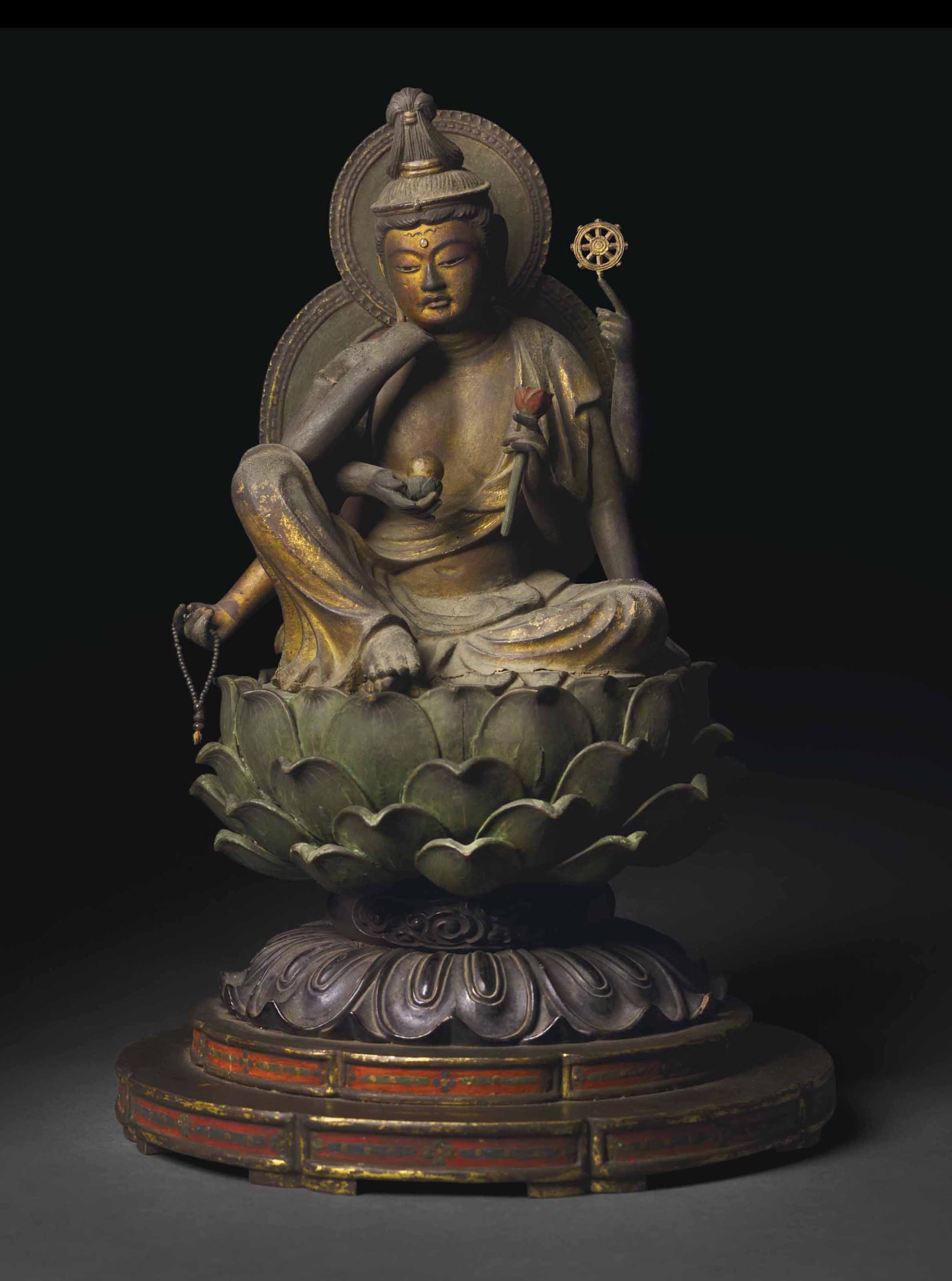 A BRONZE FIGURE OF THE SEATED AMIDA BUDDHA , JAPAN, KAMAKURA