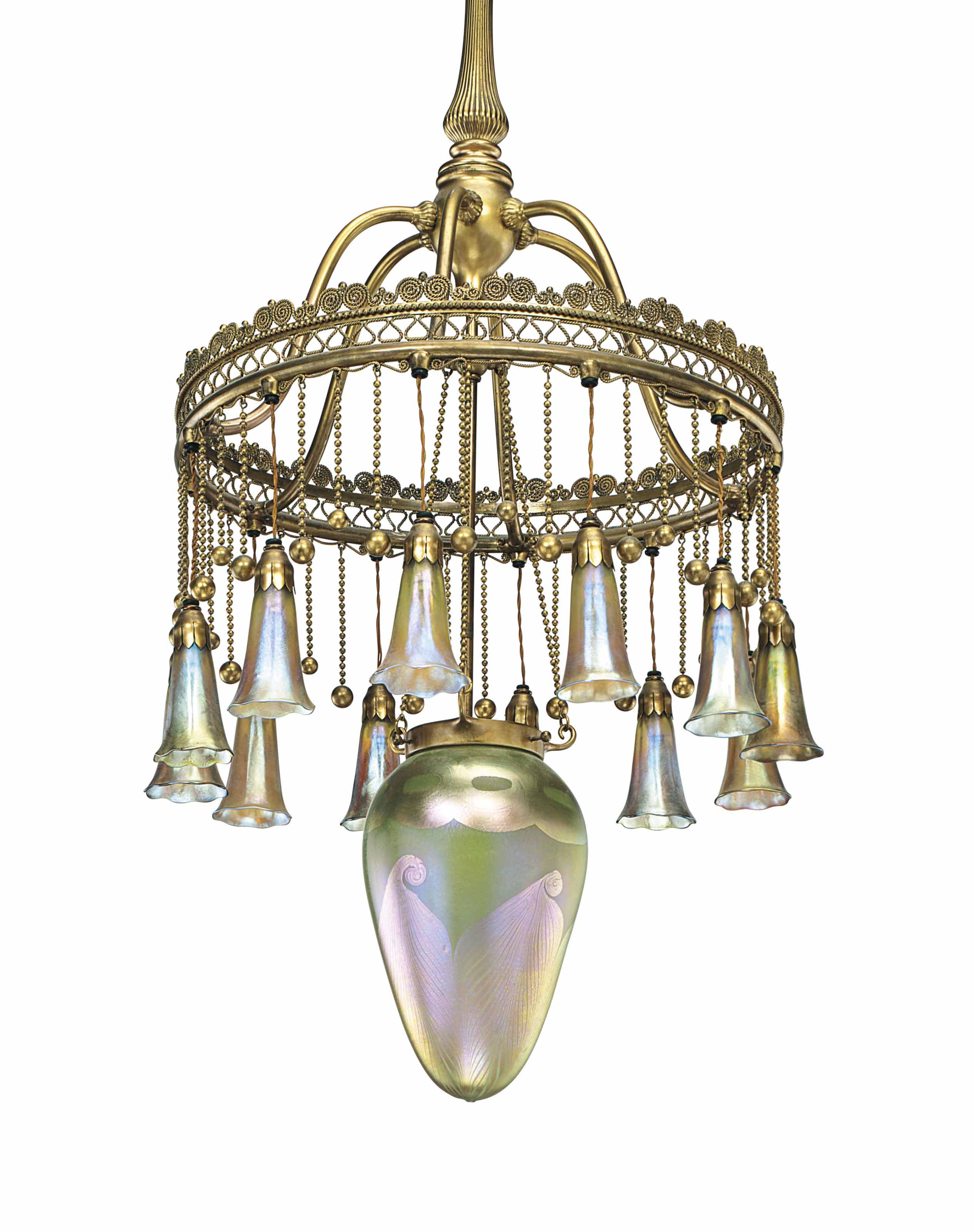 TIFFANY STUDIOS , A TWELVELIGHT 'LILY' CHANDELIER, CIRCA 1910 Christie's