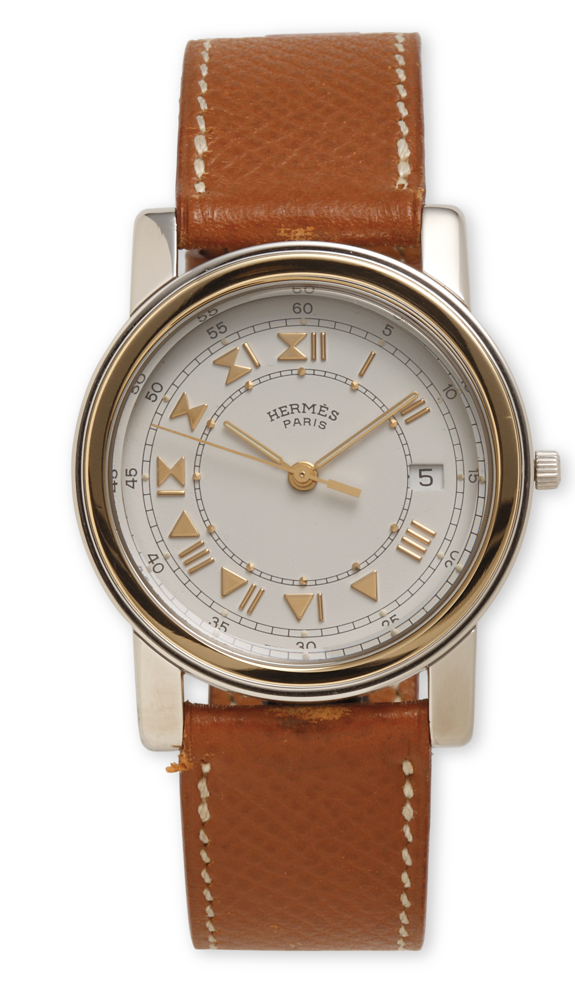 A STAINLESS STEEL & 18K GOLD PLATED CARRICK WATCH WITH GOLD