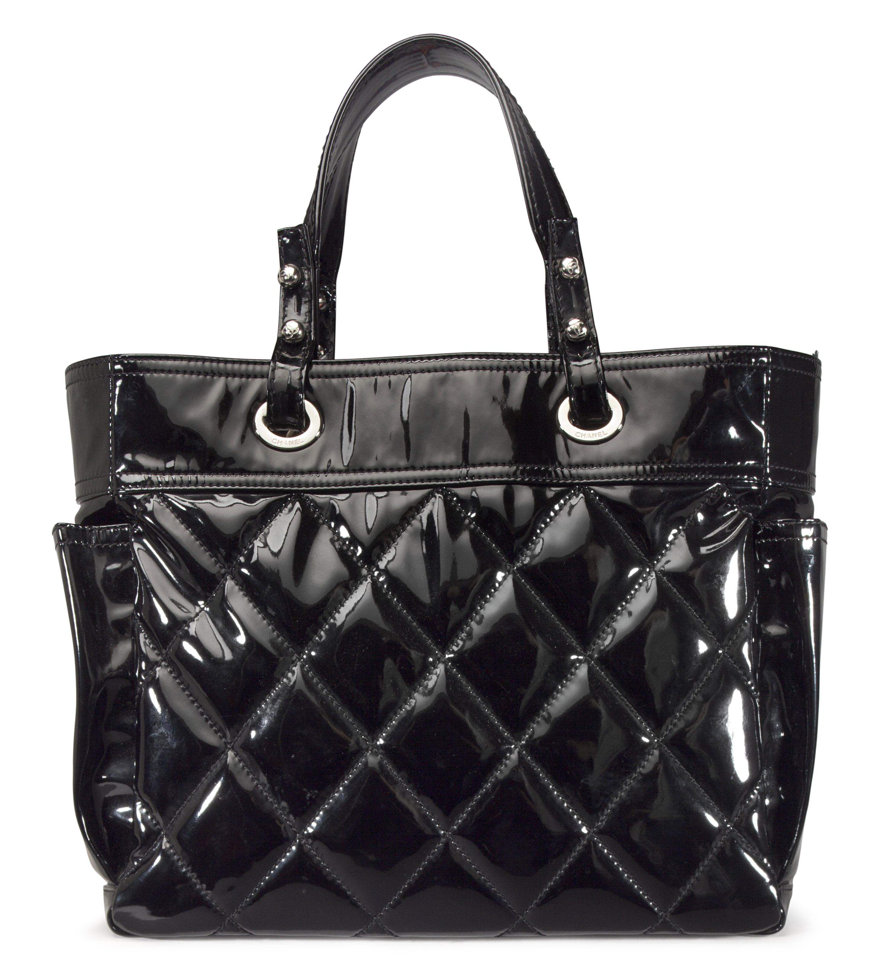 Chanel patent leather tote online bag