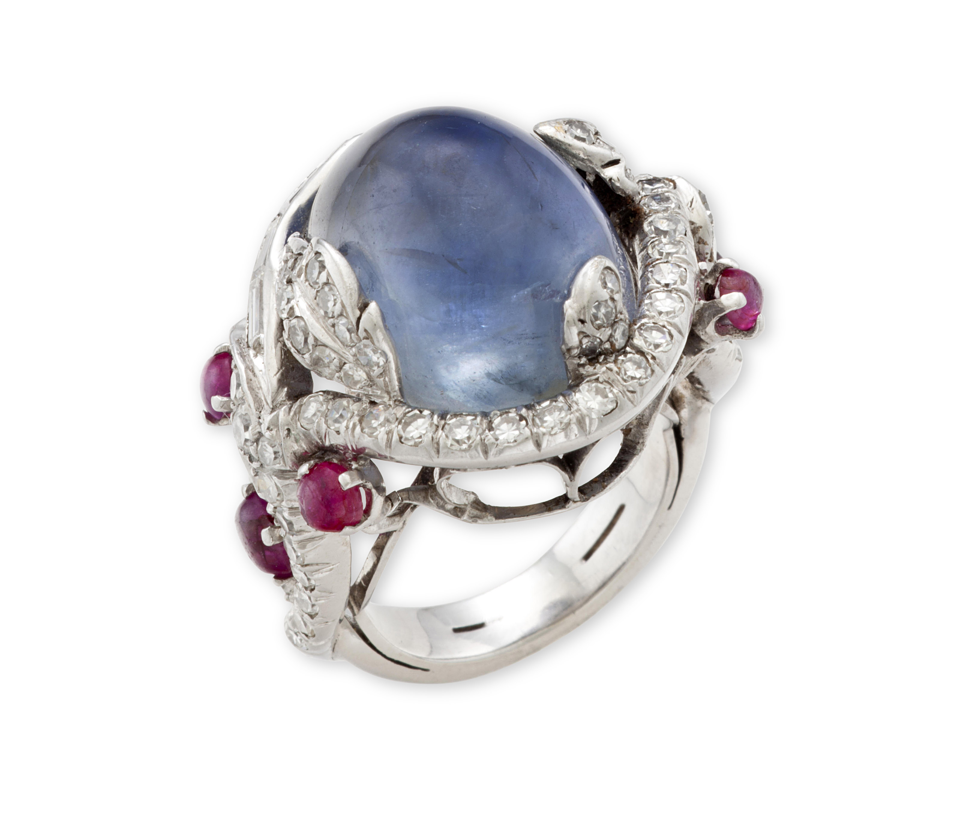 A STAR SAPPHIRE RUBY AND DIAMOND RING Christie s