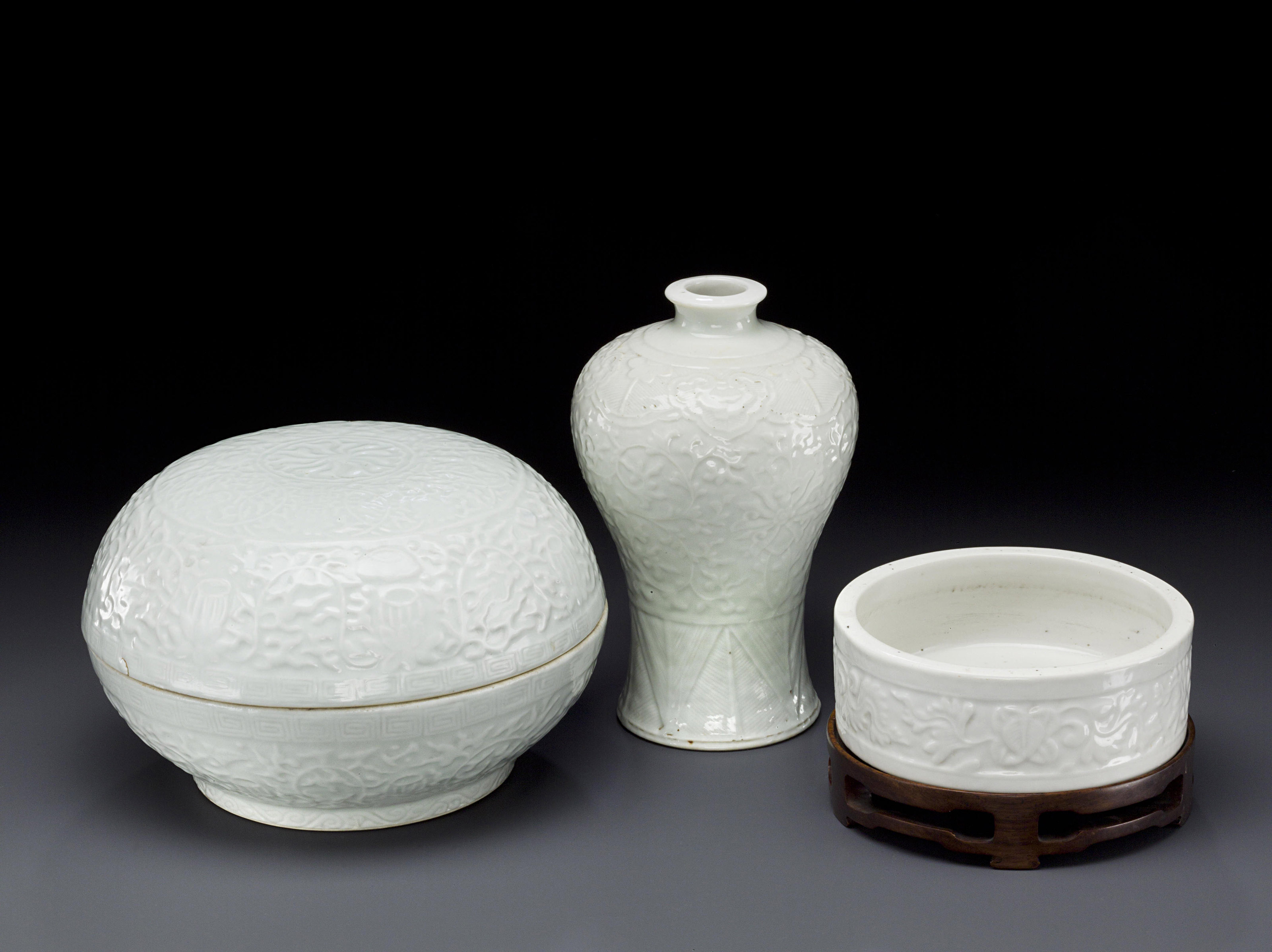 中国美術 白磁 碗 碗台 二件揃 φ12.5cm(LC512)