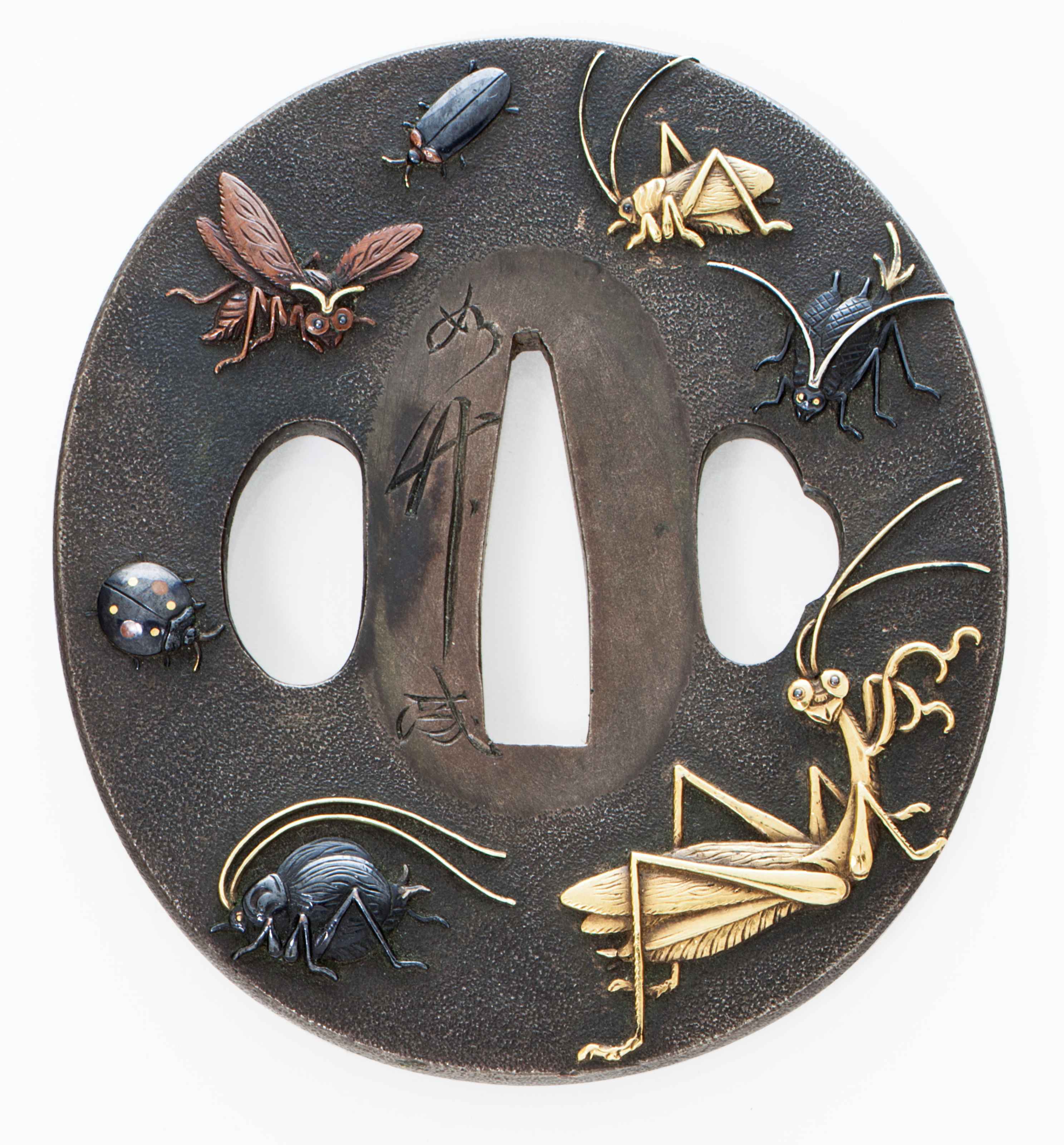 A round iron tsuba, SIGNED SHUTEN, EDO PERIOD (18TH CENTURY
