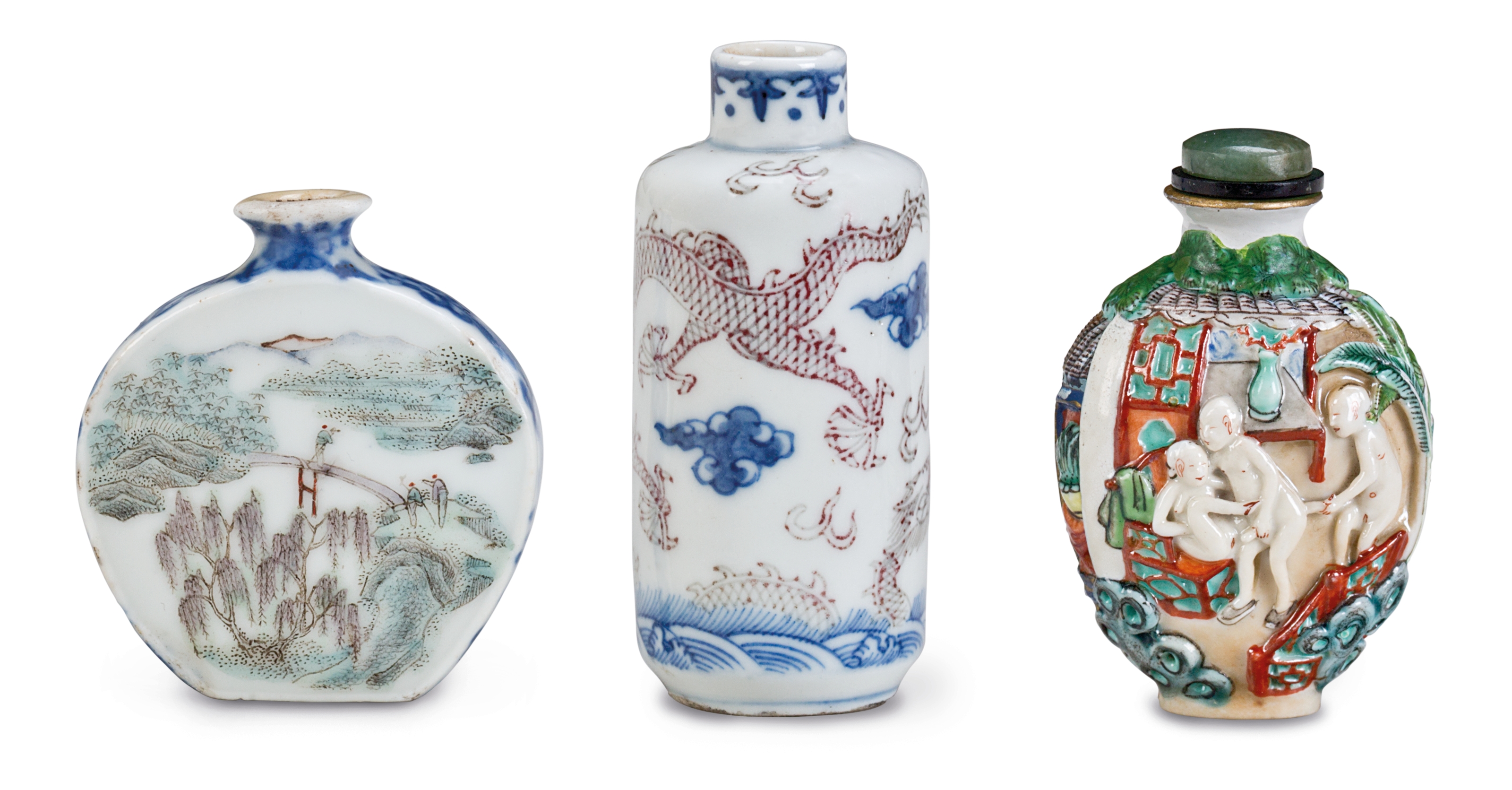 い出のひと時に、とびきりのおしゃれを！ 粉彩模印春宮圖鼻煙壺, 清嘉慶-道光| Christie's 工芸品