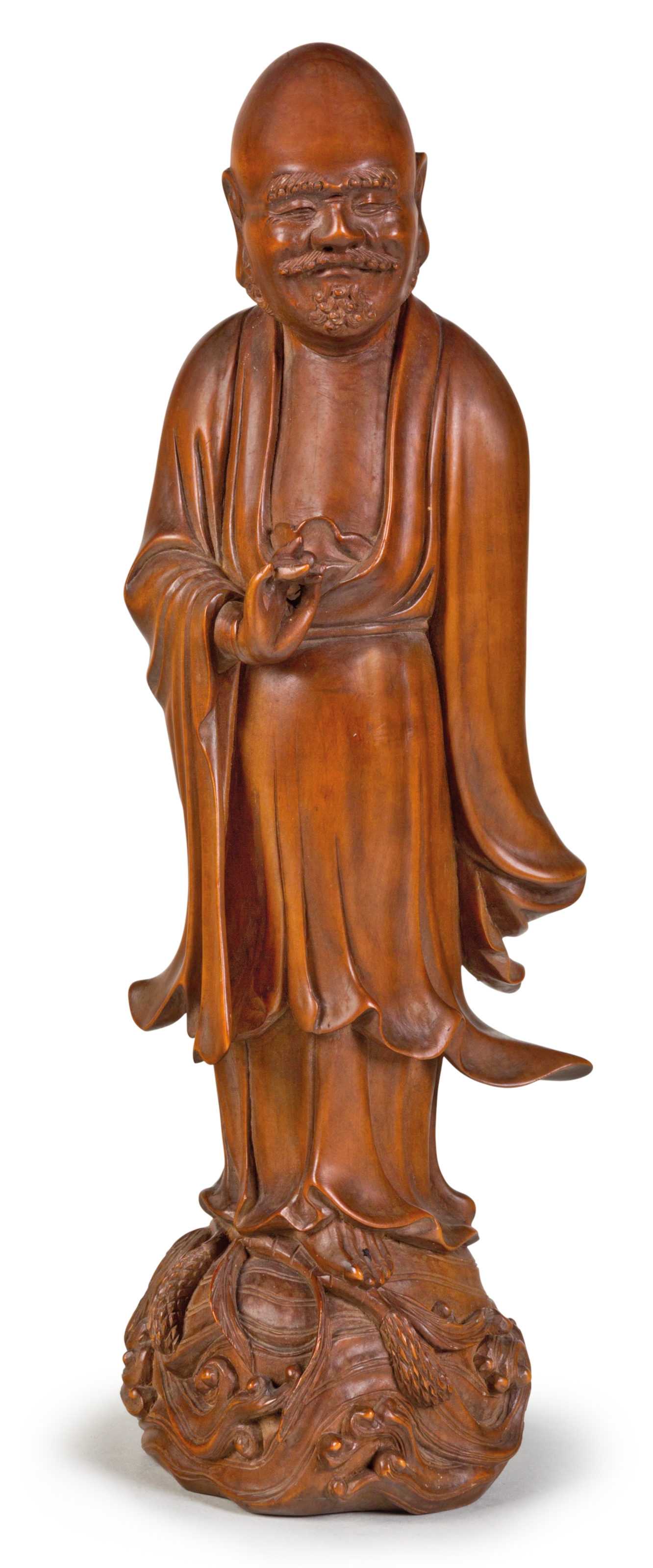 A BOXWOOD FIGURE OF BODHIDHARMA, LATE QING DYNASTY | Christie's