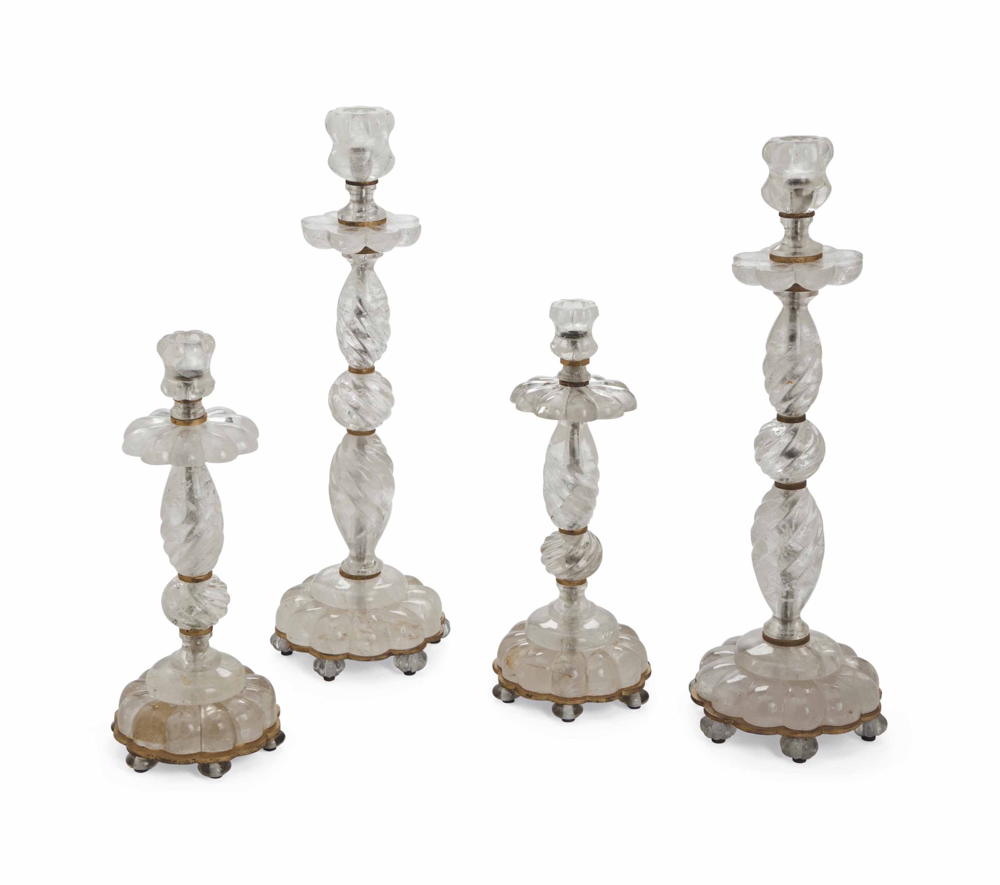 TWO PAIRS OF ROCK CRYSTAL CANDLESTICKS , 20TH CENTURY Christie's