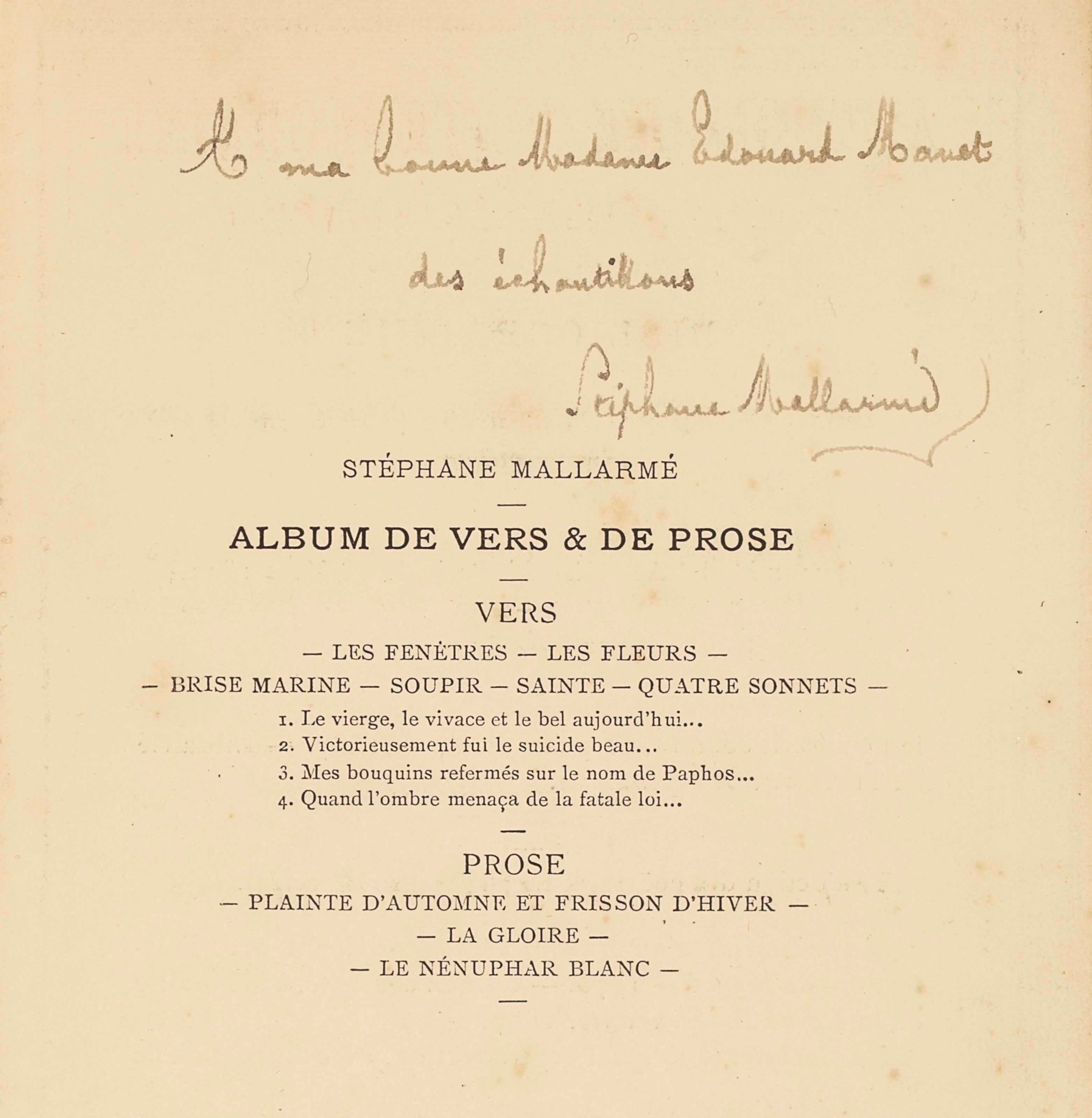 [Stéphane MALLARMÉ]. Poètes & Prosateurs. Anthologie contemporaine des