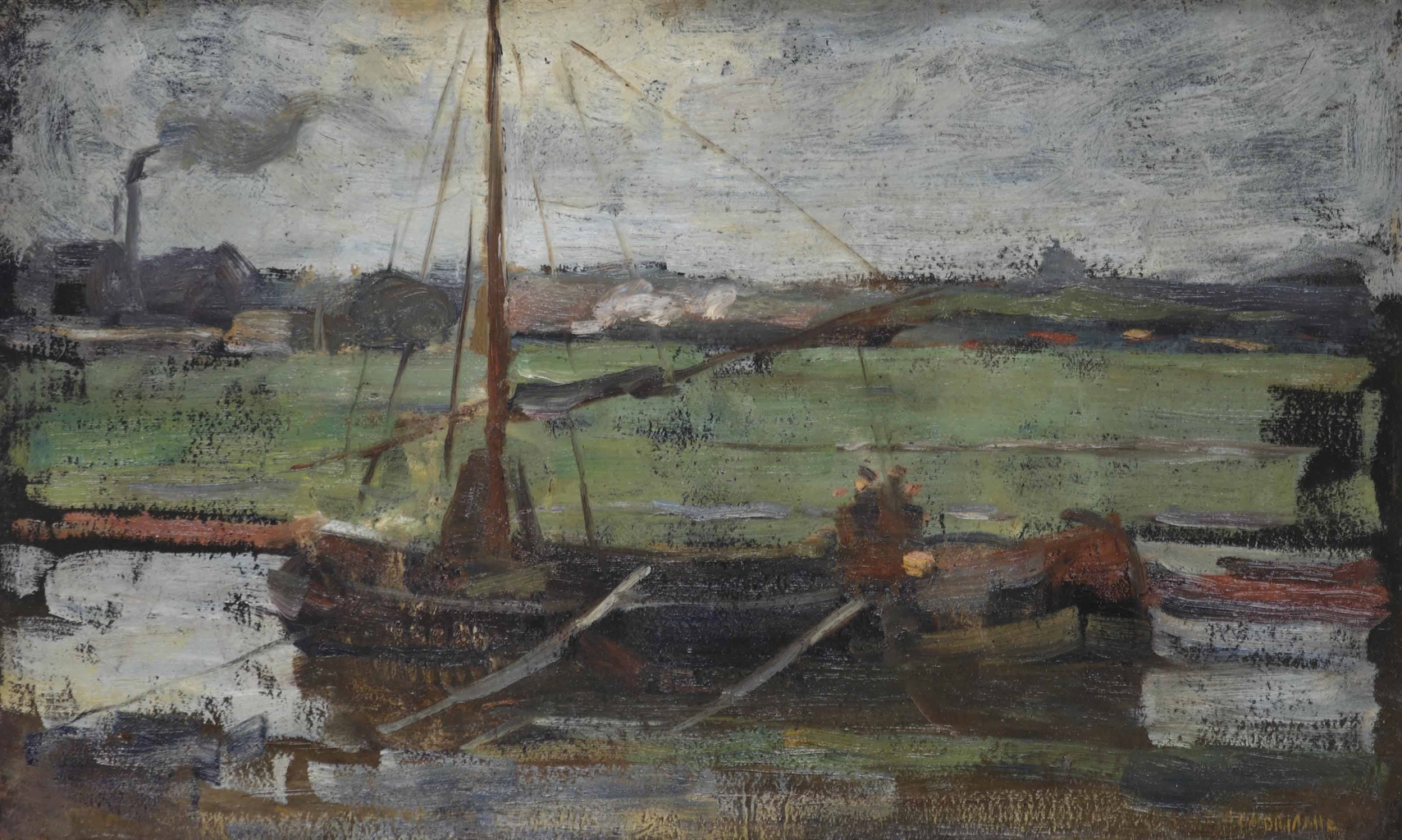 Polder with moored boat near Amsterdam I

