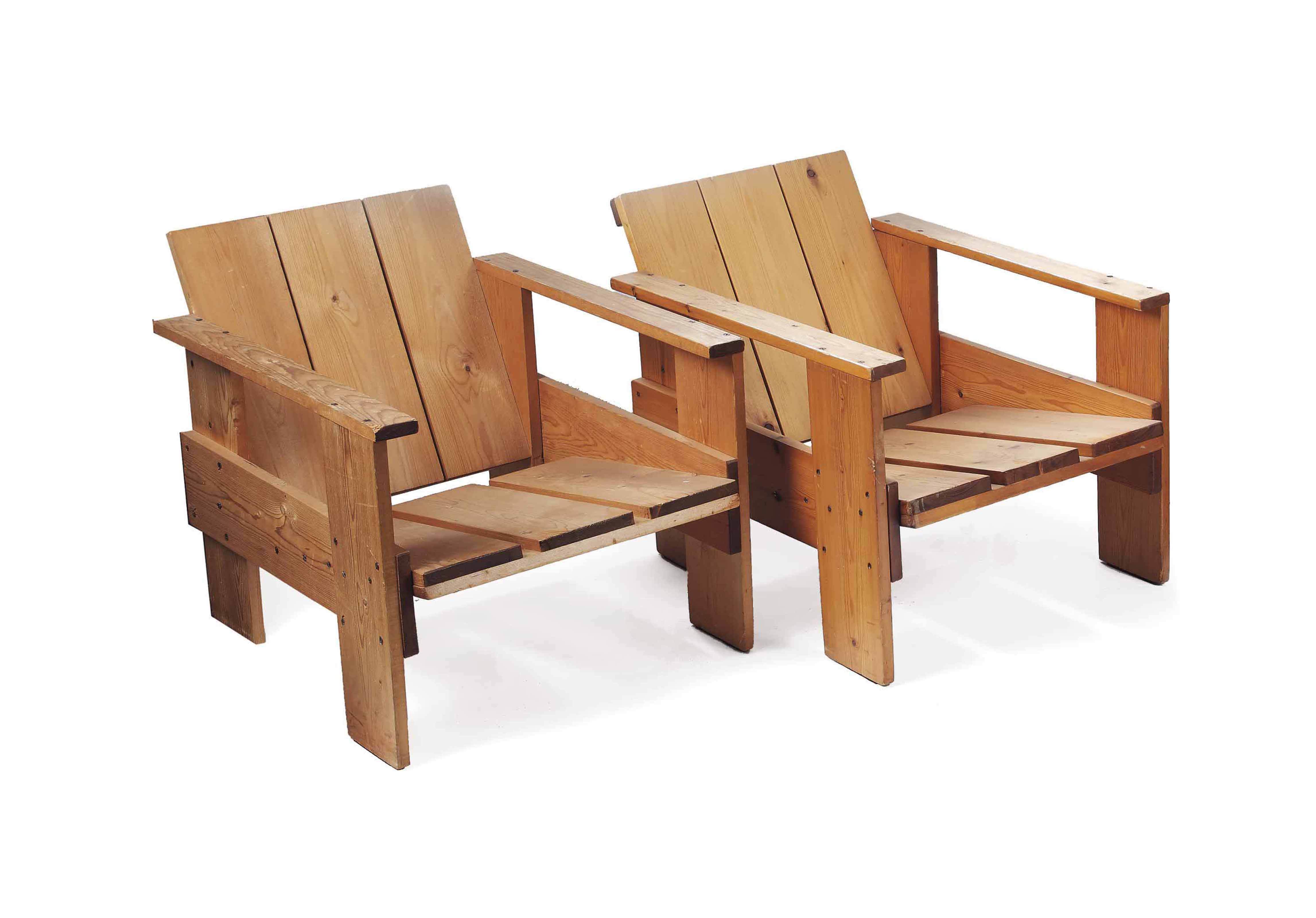 Gerrit Rietveld 1888 1964 A Pair Of Pinewood Crate Easy