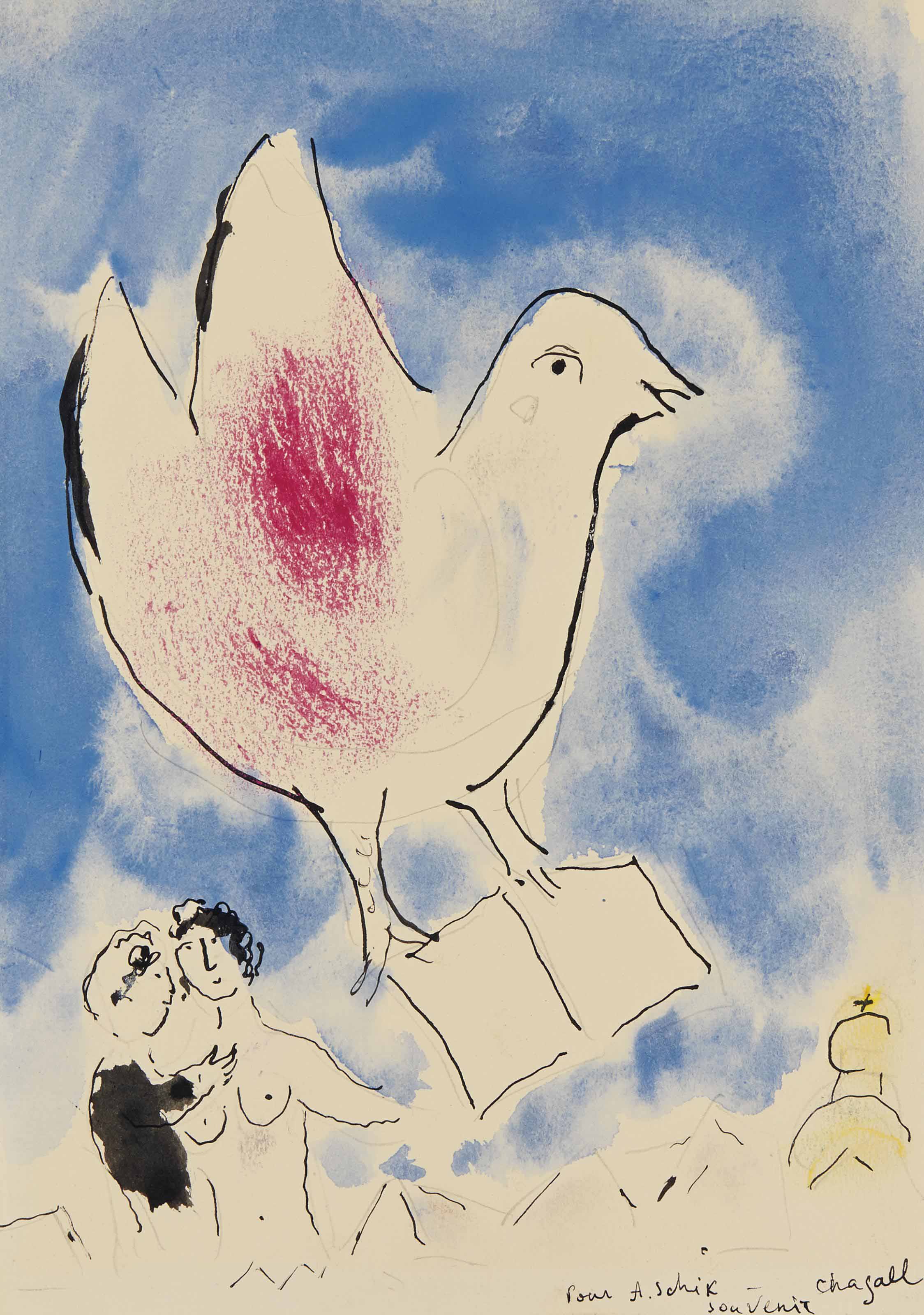 Marc Chagall (1887-1985), Esquisse pour La paix pour A. Schick