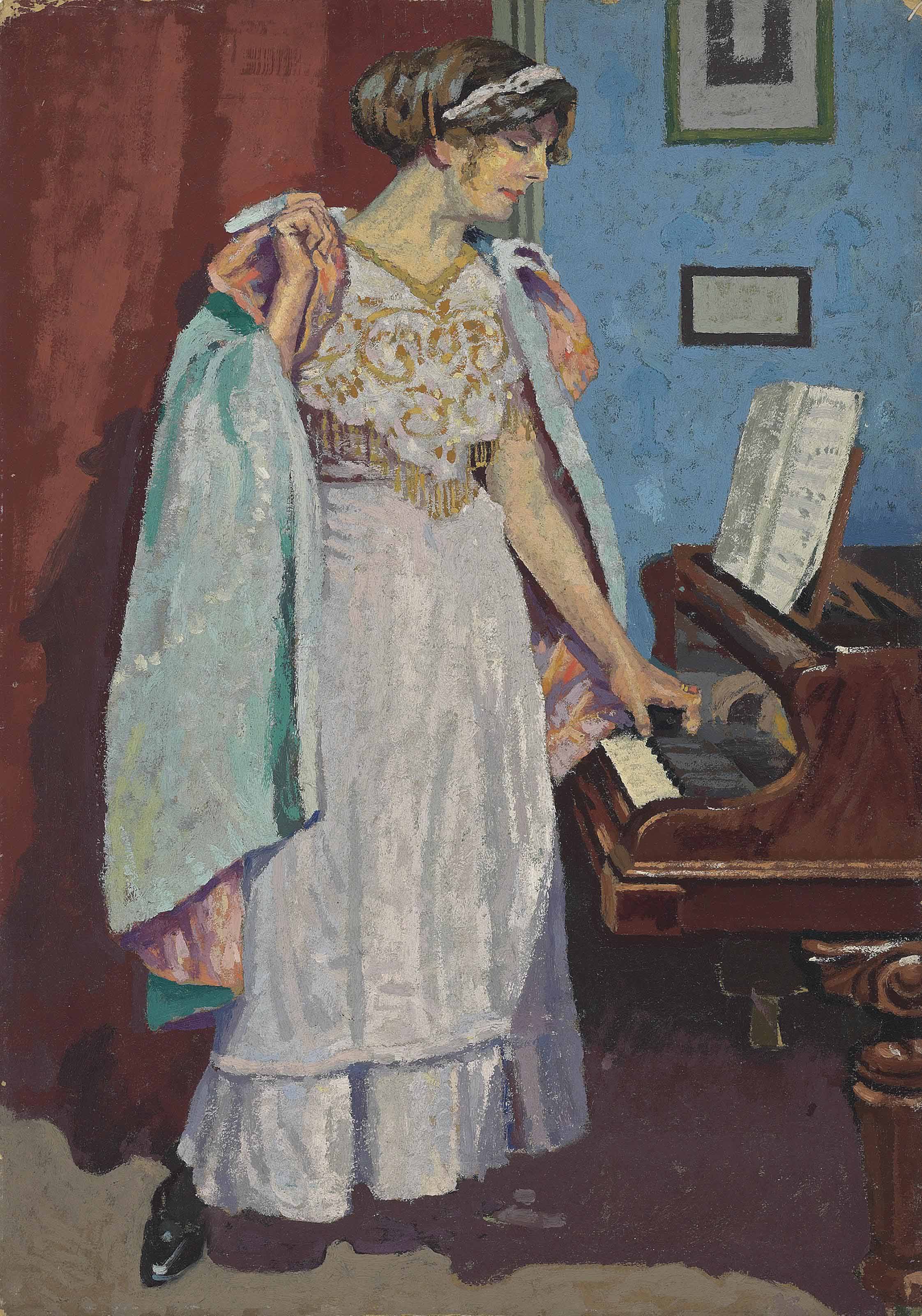 Malcolm Drummond (18801945) , Arabesque at the piano; Zina Ogilvie