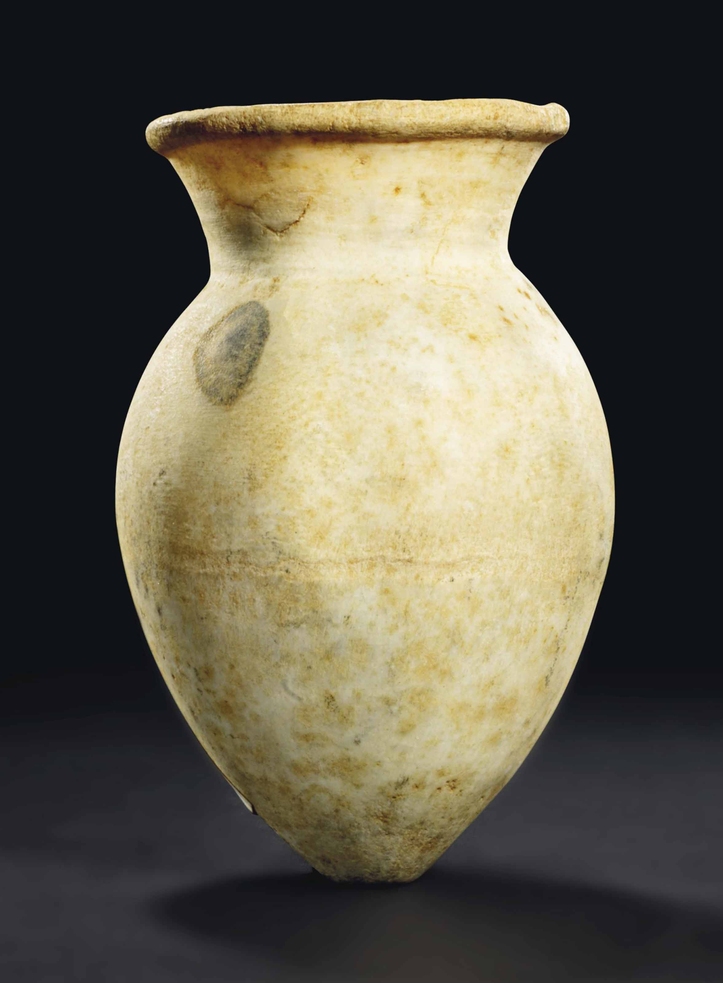 AN EGYPTIAN ALABASTER JAR , OLD KINGDOM, 4TH6TH DYNASTY, CIRCA 2613
