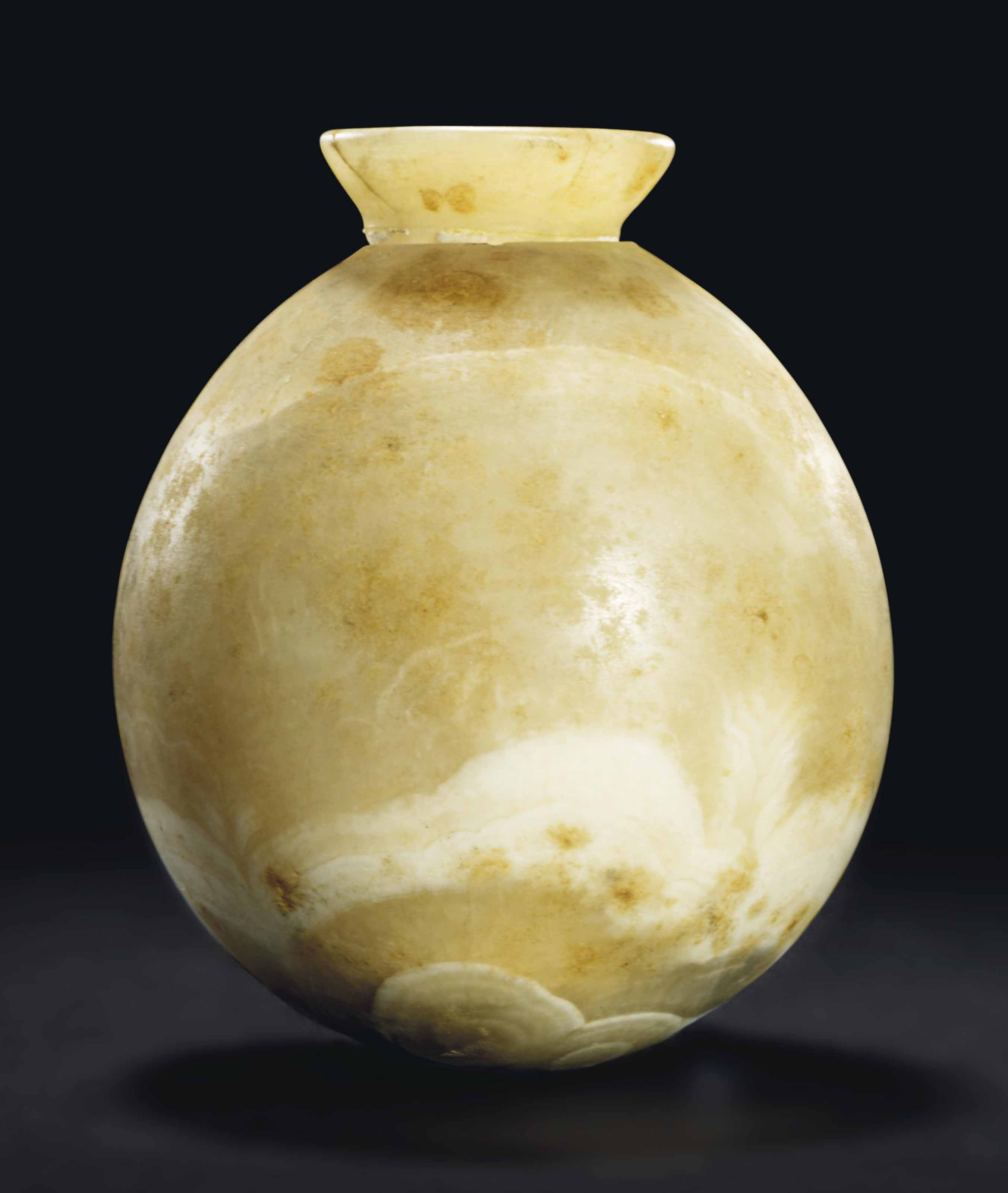 AN EGYPTIAN ALABASTER JAR , OLD KINGDOM, 4TH6TH DYNASTY, CIRCA 2613