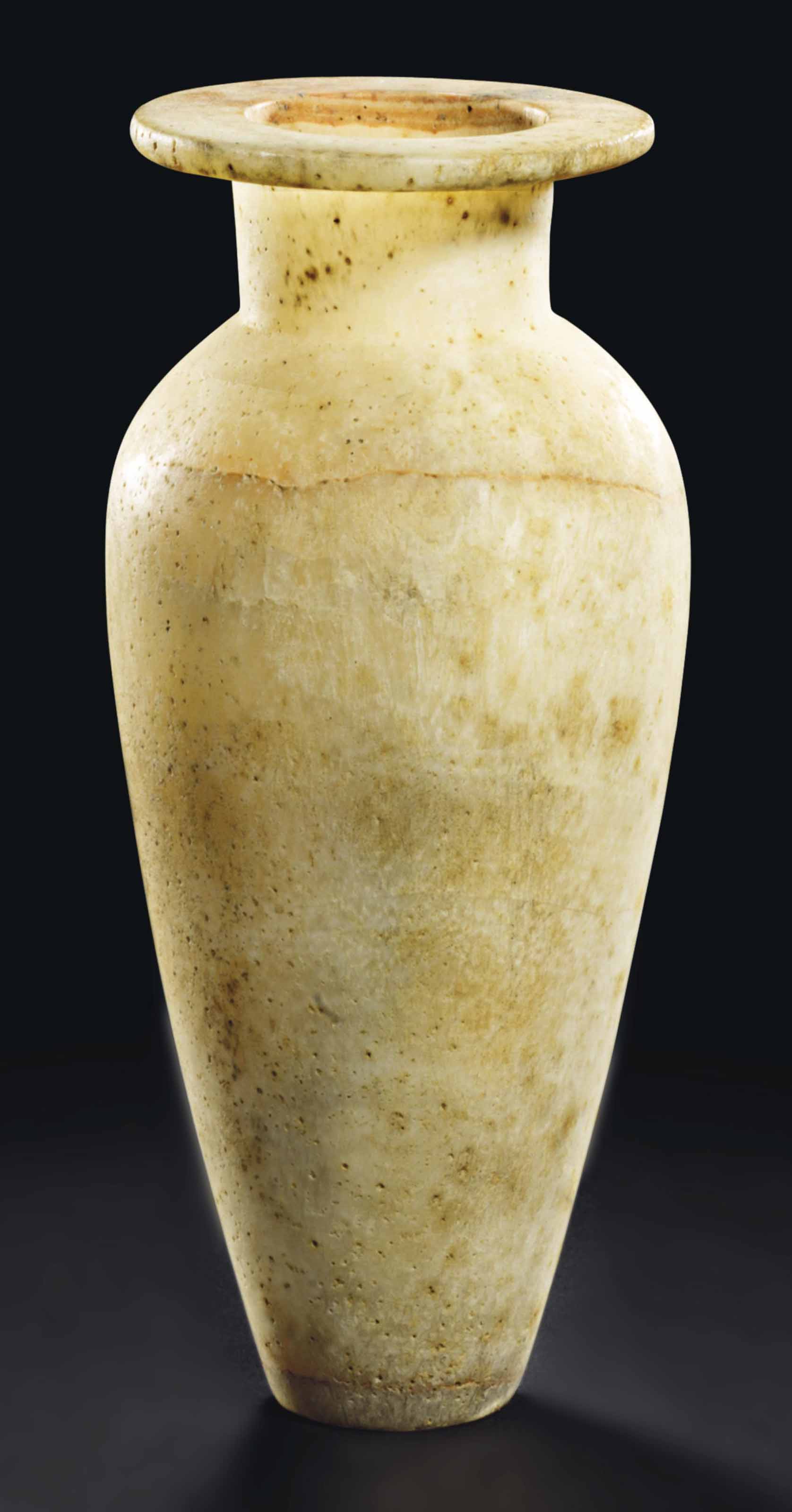 AN EGYPTIAN ALABASTER JAR , OLD KINGDOM, 4TH6TH DYNASTY, CIRCA 2613