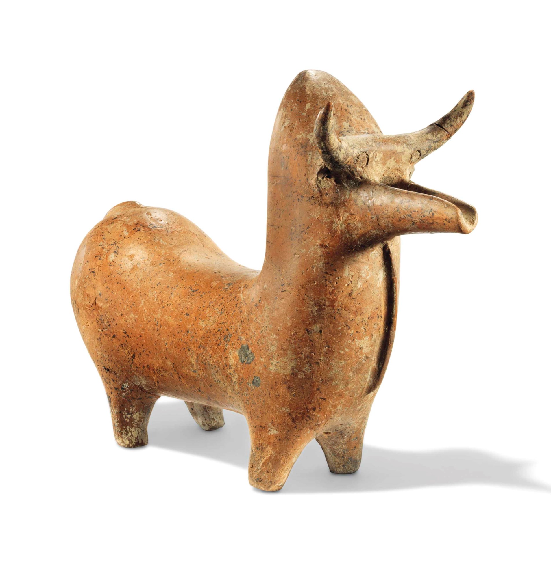 AN AMLASH POTTERY BULL RHYTON, CIRCA 10TH-8TH CENTURY B.C. | Christie's
